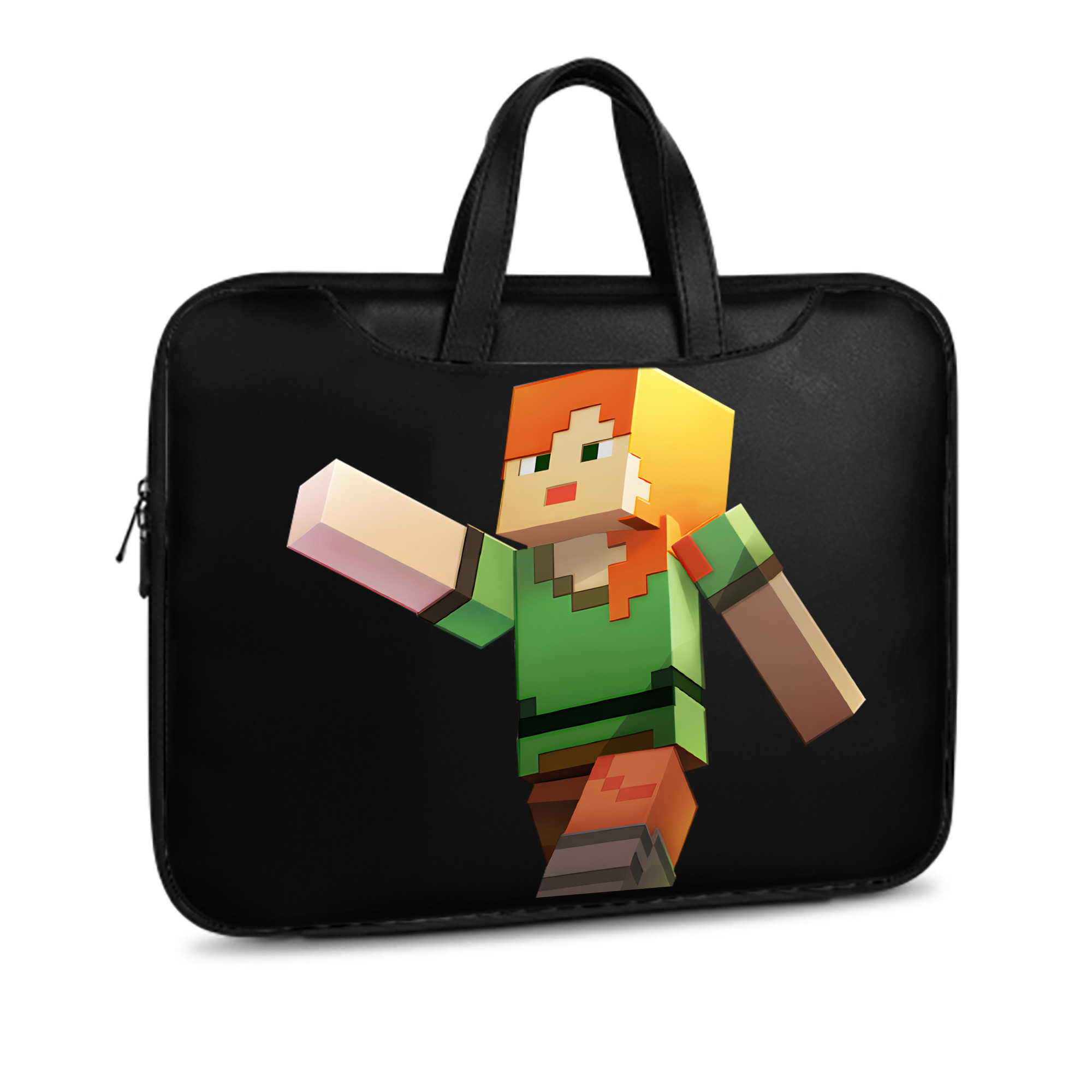 （画像用） マインクラフト ブロックの世界 Minecraft MC Block world レザーラップトップバッグ　ノートパソコンケース