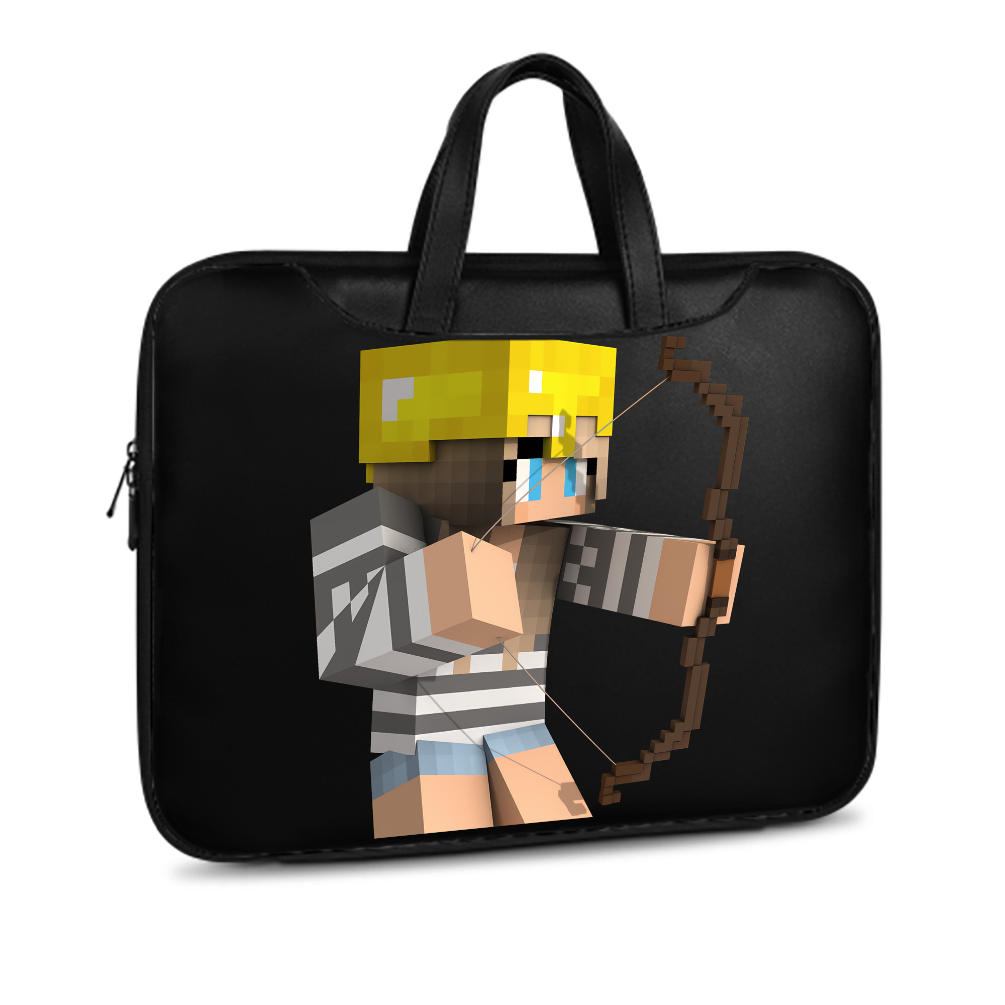 （画像用） マインクラフト ブロックの世界 Minecraft MC Block world レザーラップトップバッグ　ノートパソコンケース