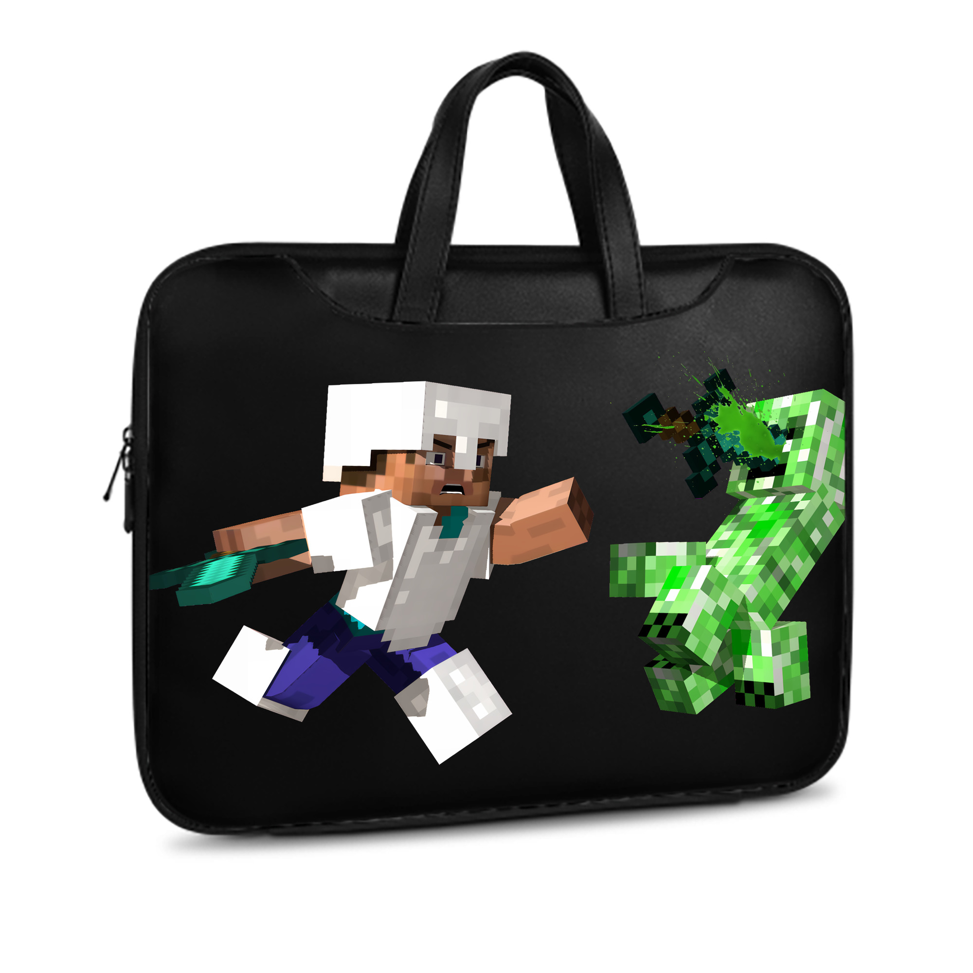 （画像用） マインクラフト ブロックの世界 Minecraft MC Block world レザーラップトップバッグ　ノートパソコンケース