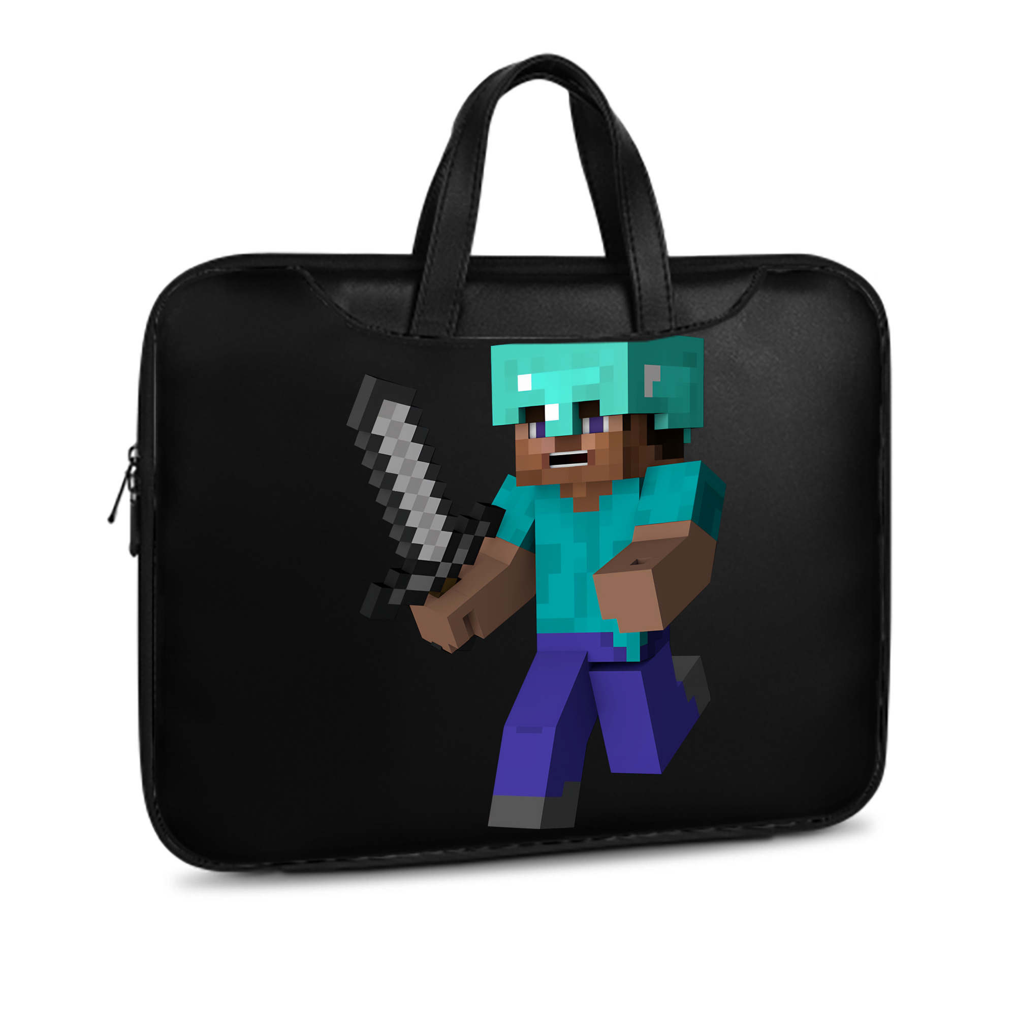 （画像用） マインクラフト ブロックの世界 Minecraft MC Block world レザーラップトップバッグ　ノートパソコンケース