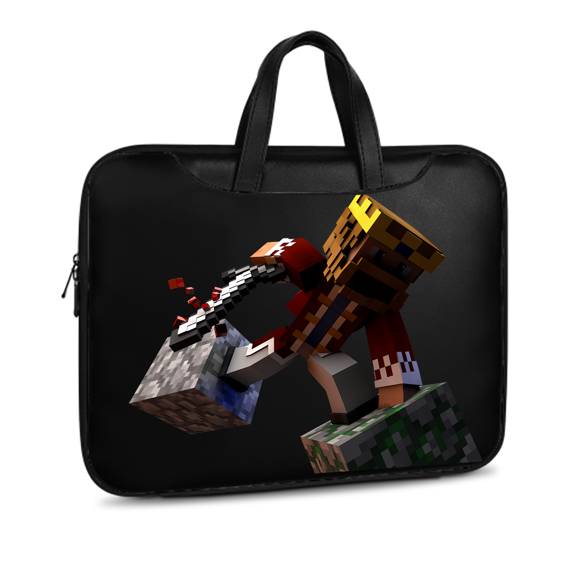 （画像用） マインクラフト ブロックの世界 Minecraft MC Block world レザーラップトップバッグ　ノートパソコンケース