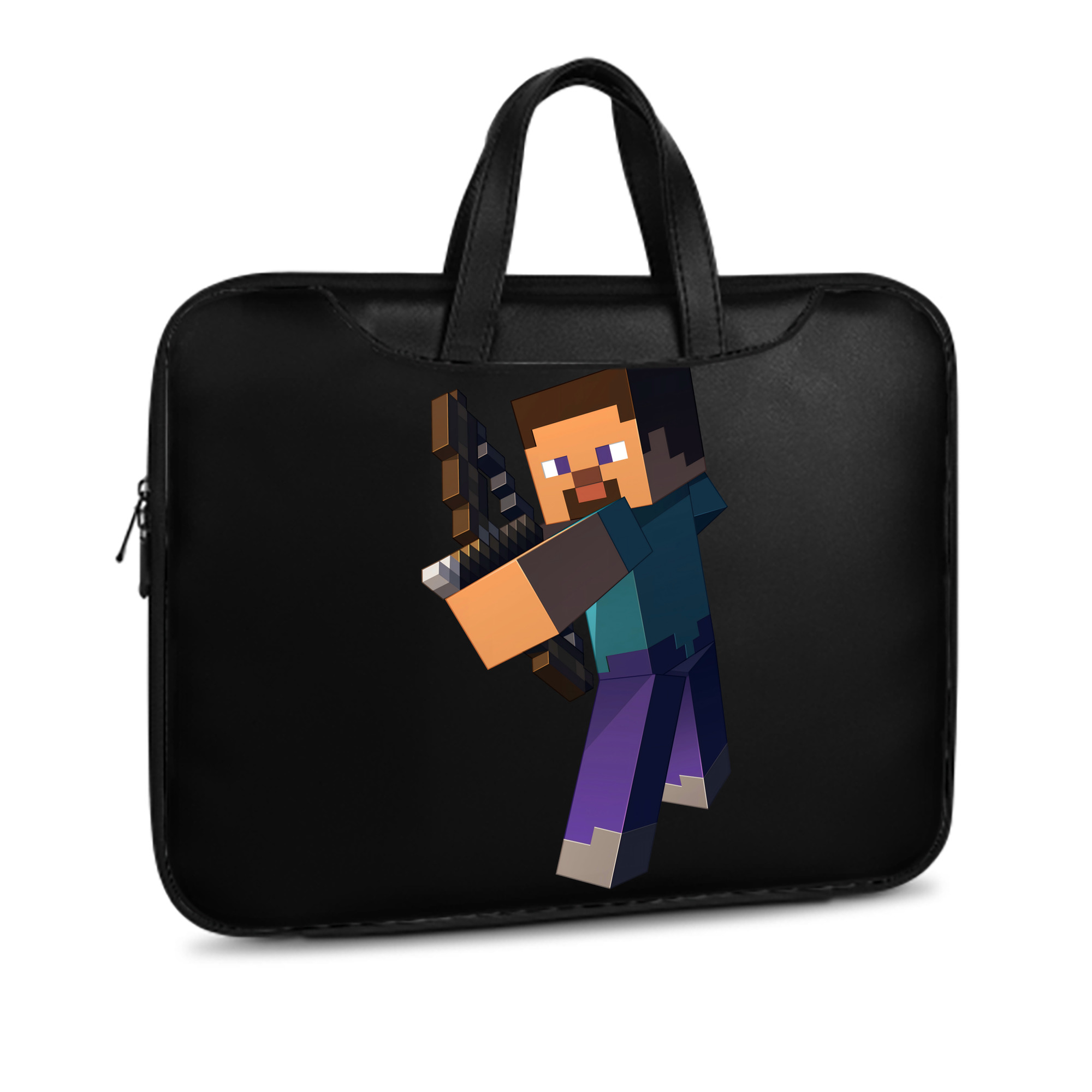 （画像用） マインクラフト ブロックの世界 Minecraft MC Block world レザーラップトップバッグ　ノートパソコンケース