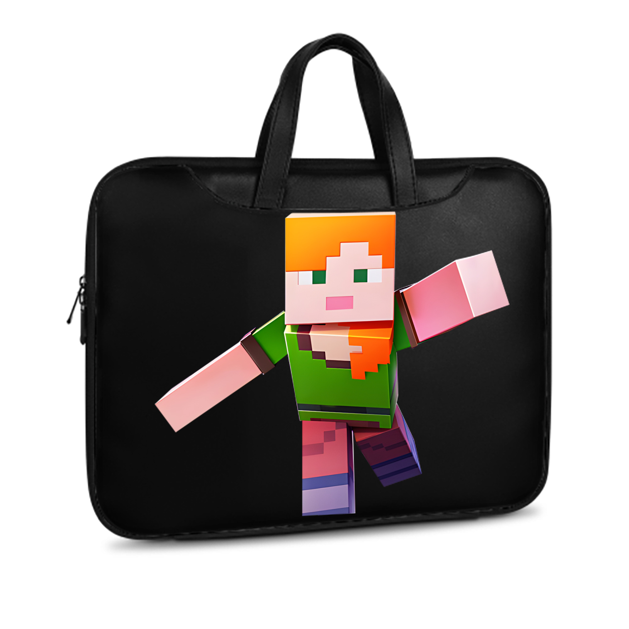 （画像用） マインクラフト ブロックの世界 Minecraft MC Block world レザーラップトップバッグ　ノートパソコンケース