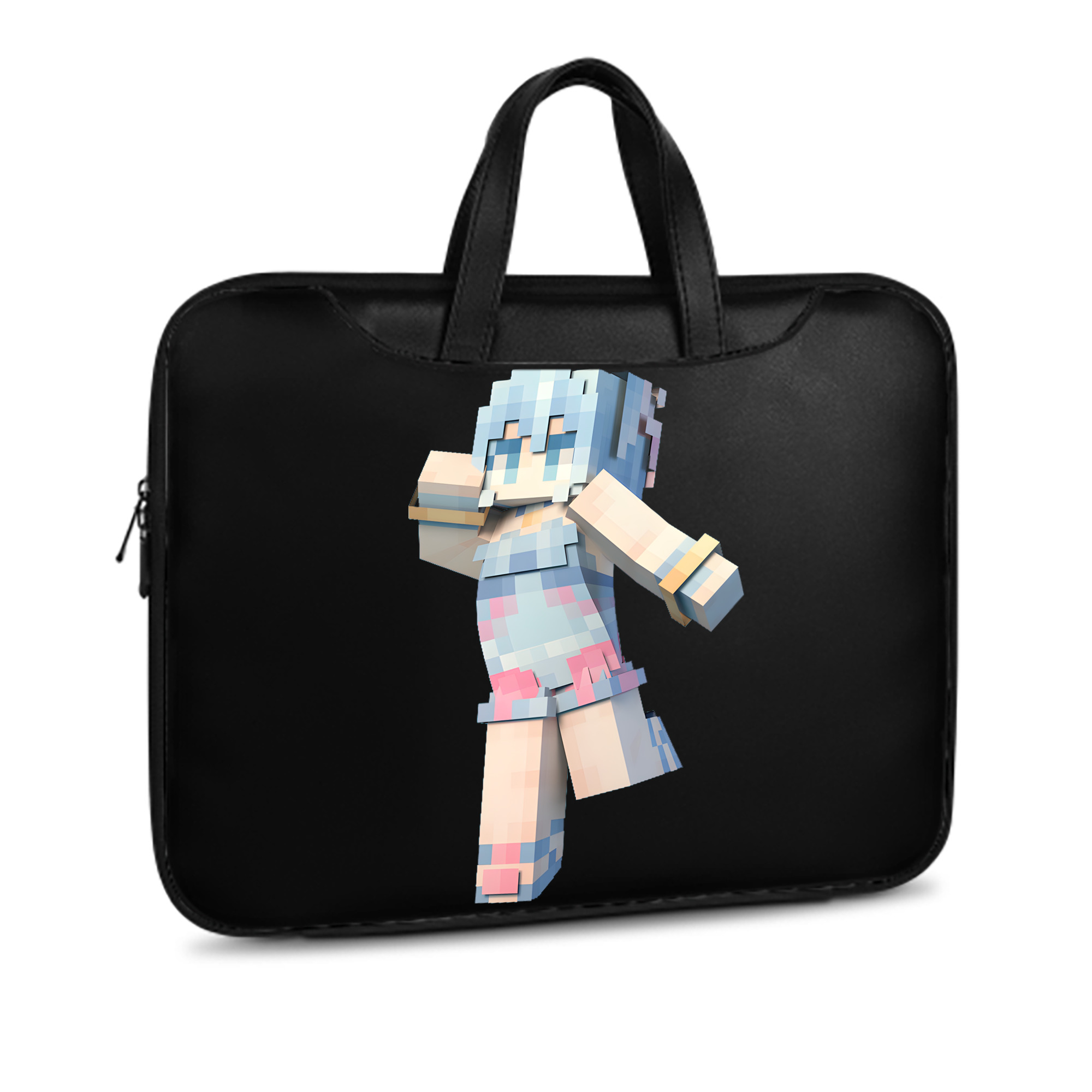 （画像用） マインクラフト ブロックの世界 Minecraft MC Block world レザーラップトップバッグ　ノートパソコンケース