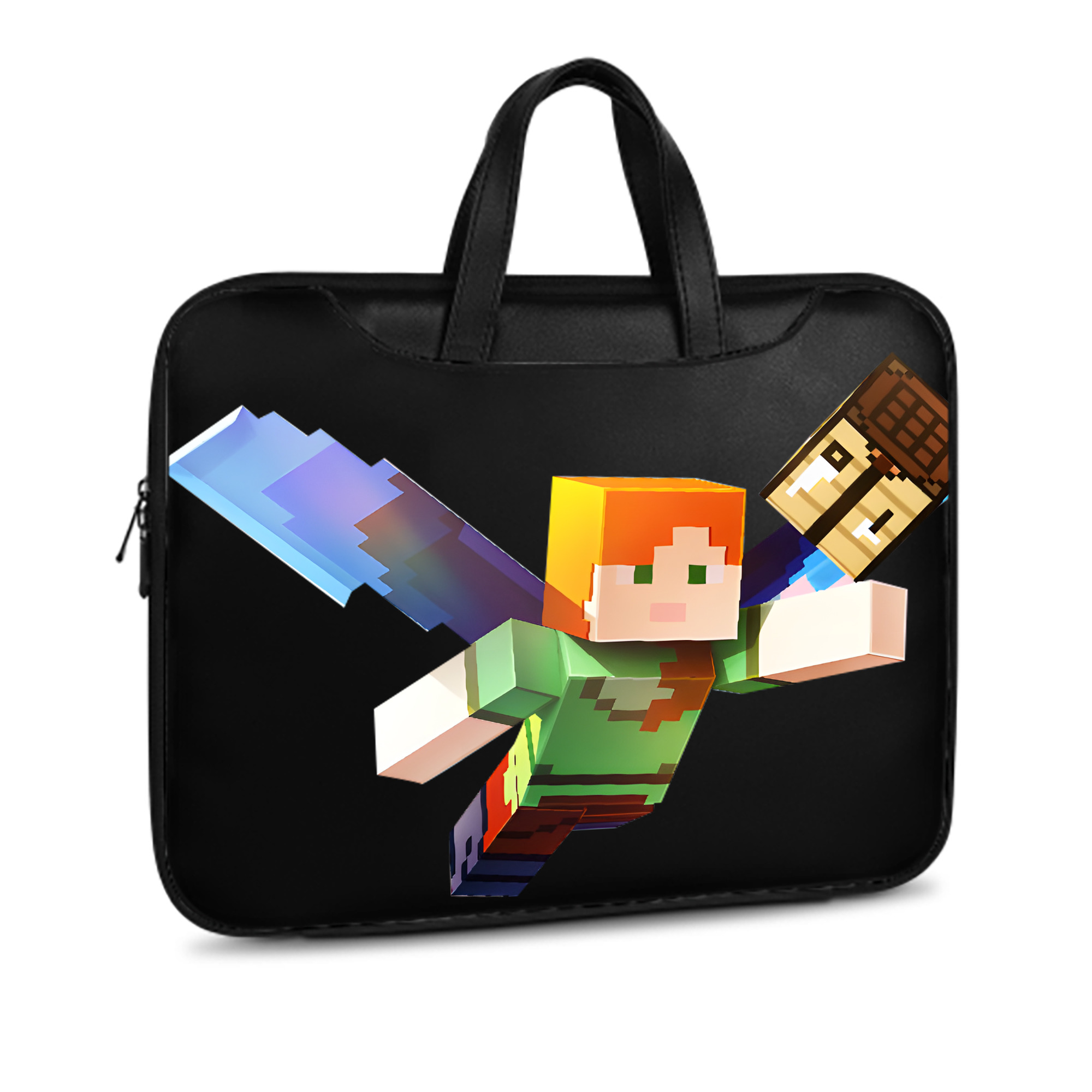 （画像用） マインクラフト ブロックの世界 Minecraft MC Block world レザーラップトップバッグ　ノートパソコンケース