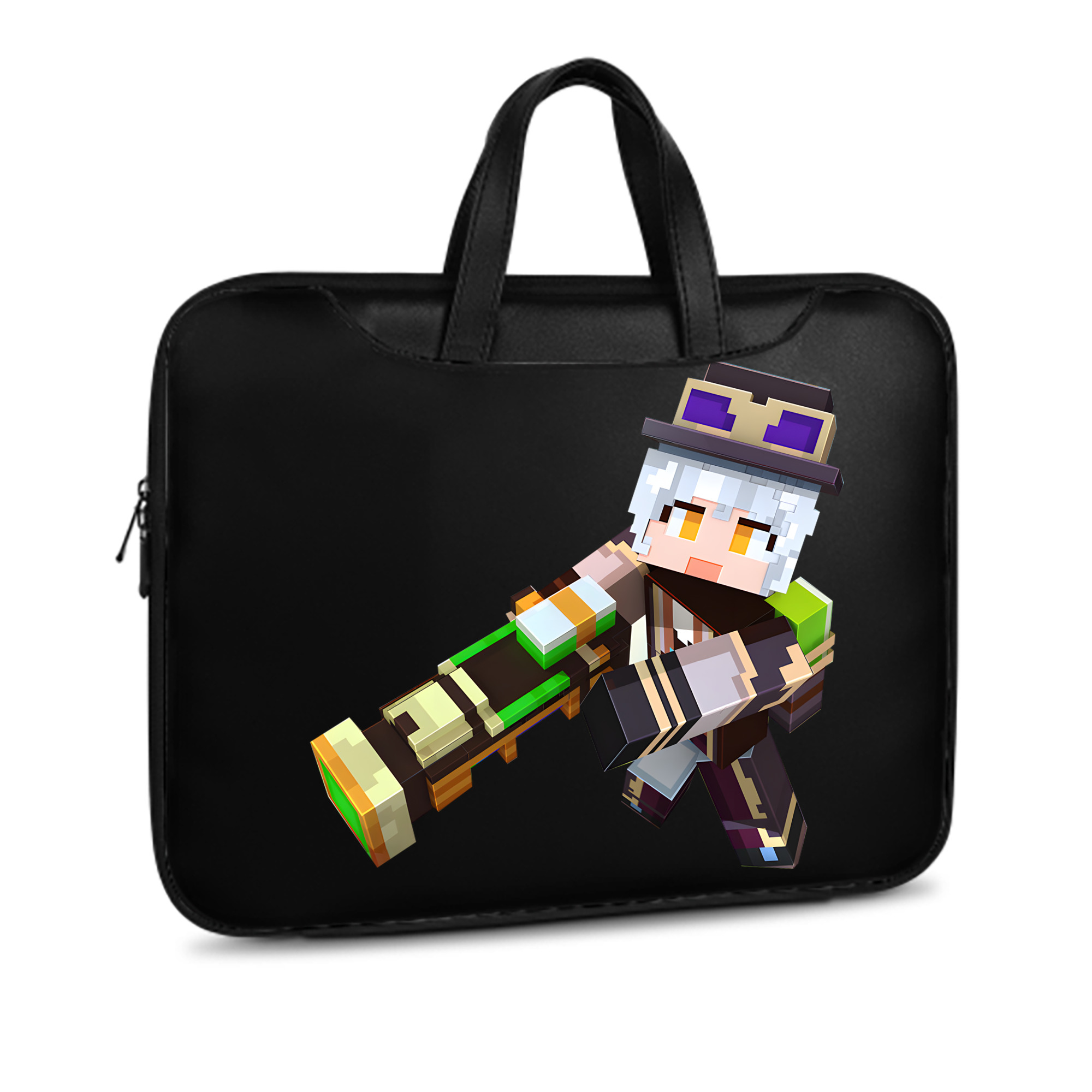 （画像用） マインクラフト ブロックの世界 Minecraft MC Block world レザーラップトップバッグ　ノートパソコンケース