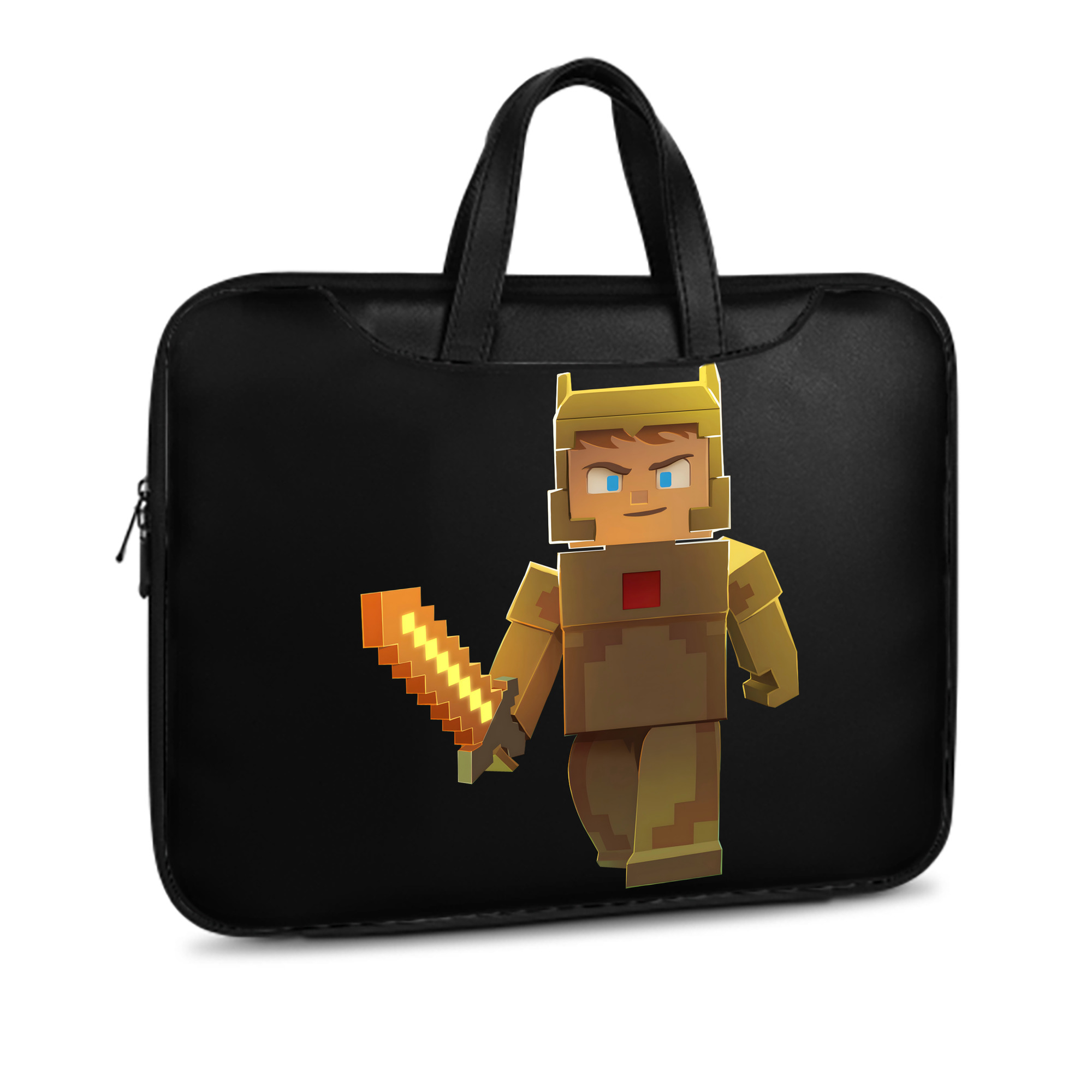 （画像用） マインクラフト ブロックの世界 Minecraft MC Block world レザーラップトップバッグ　ノートパソコンケース