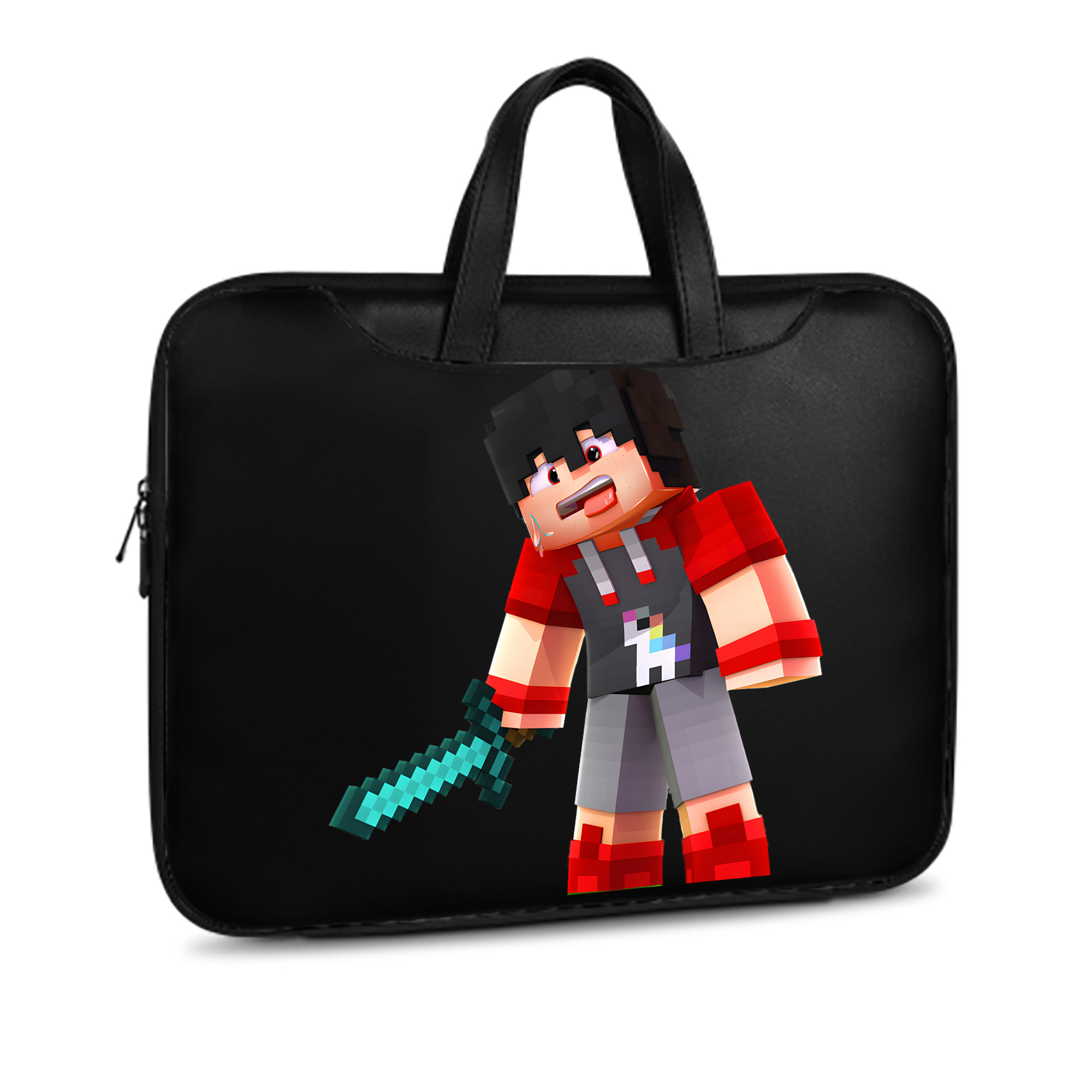（画像用） マインクラフト ブロックの世界 Minecraft MC Block world レザーラップトップバッグ　ノートパソコンケース