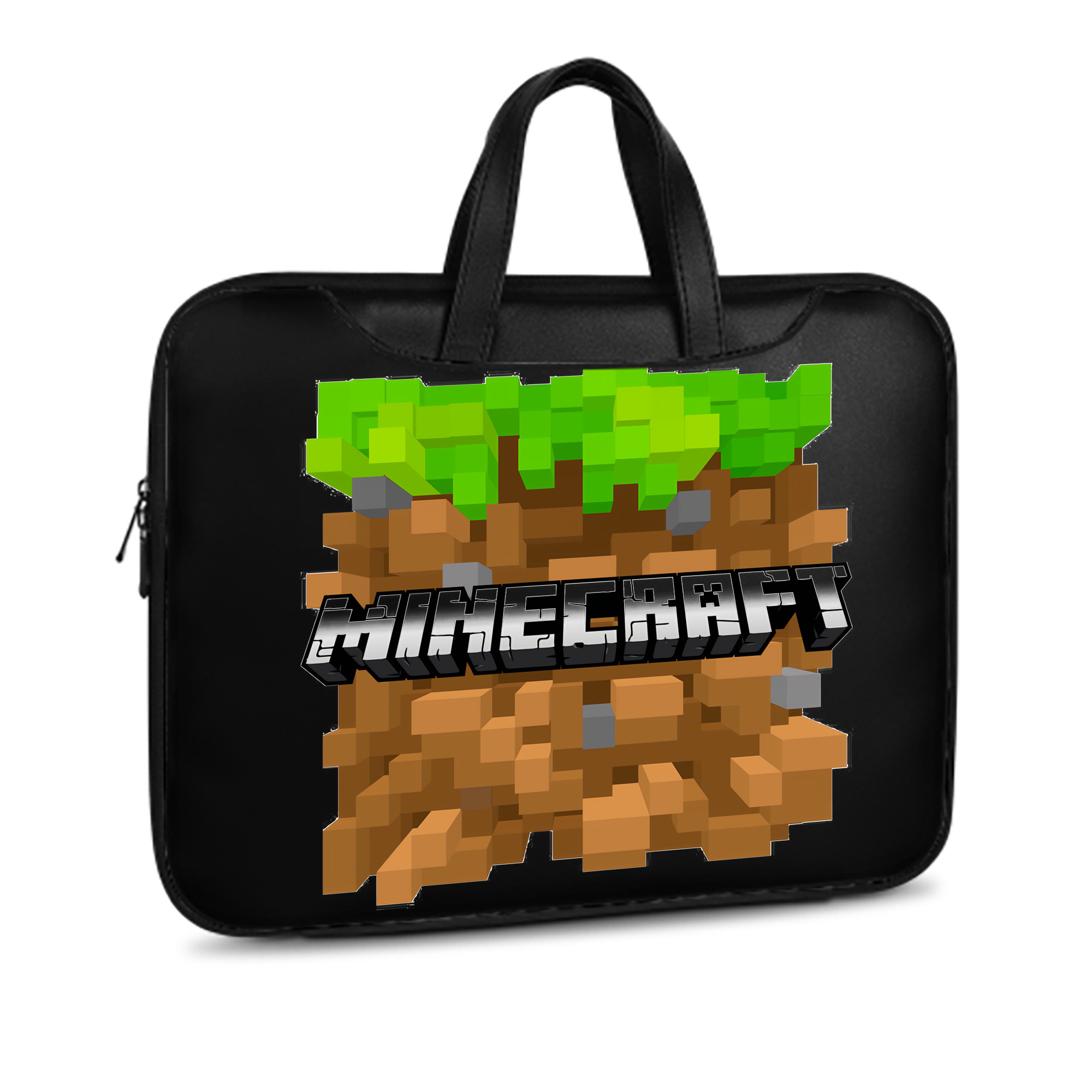 （画像用） マインクラフト ブロックの世界 Minecraft MC Block world レザーラップトップバッグ　ノートパソコンケース