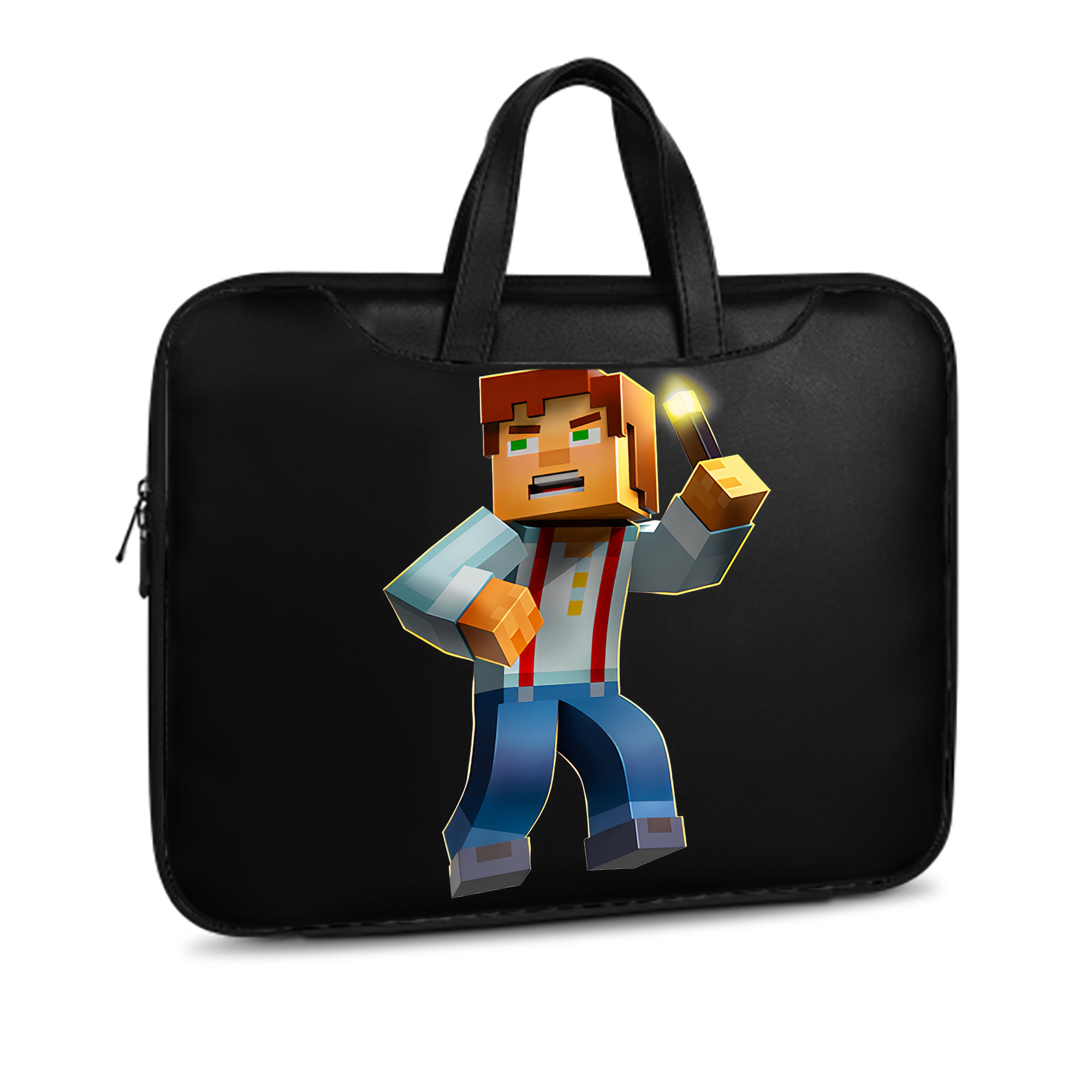 （画像用） マインクラフト ブロックの世界 Minecraft MC Block world レザーラップトップバッグ　ノートパソコンケース