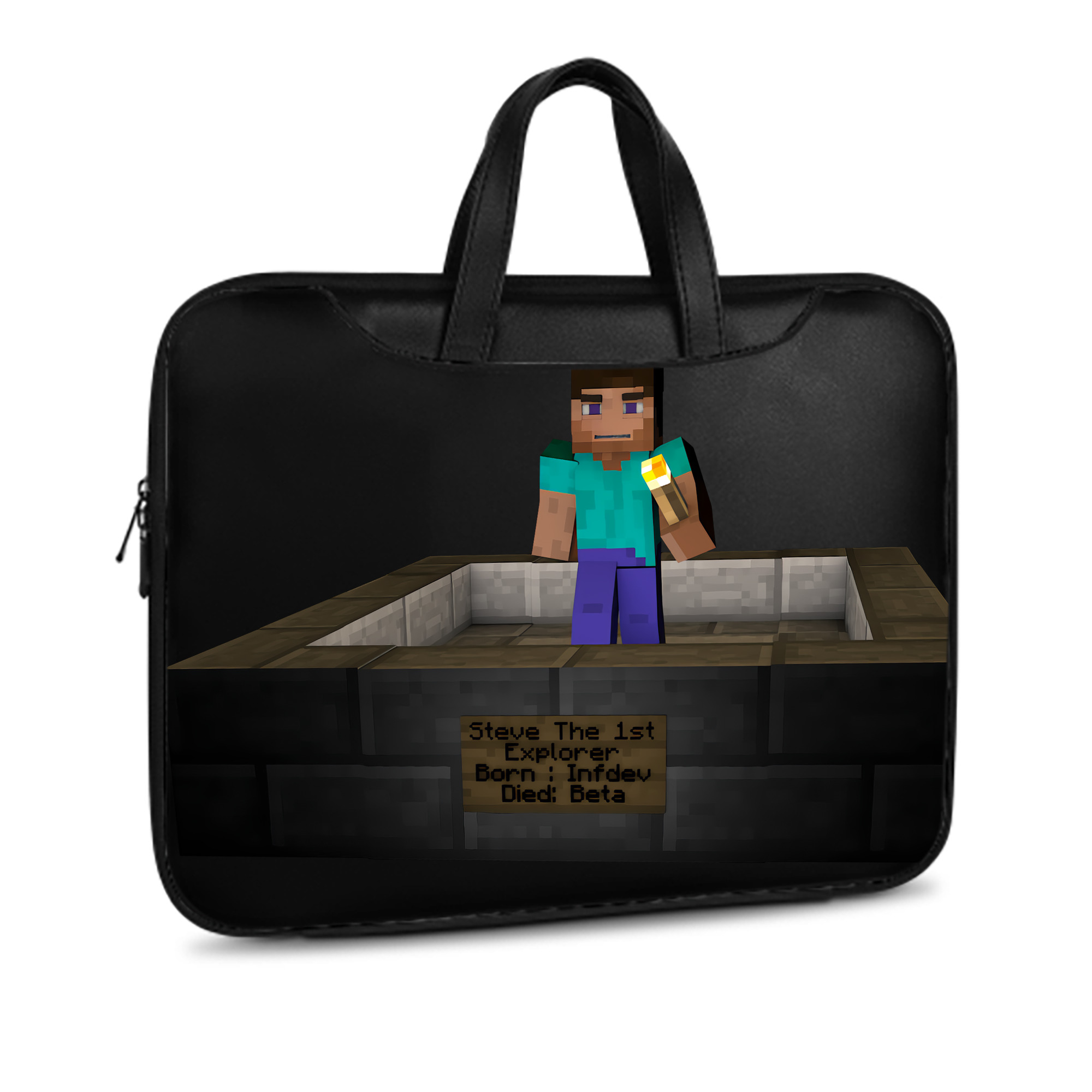 （画像用） マインクラフト ブロックの世界 Minecraft MC Block world レザーラップトップバッグ　ノートパソコンケース