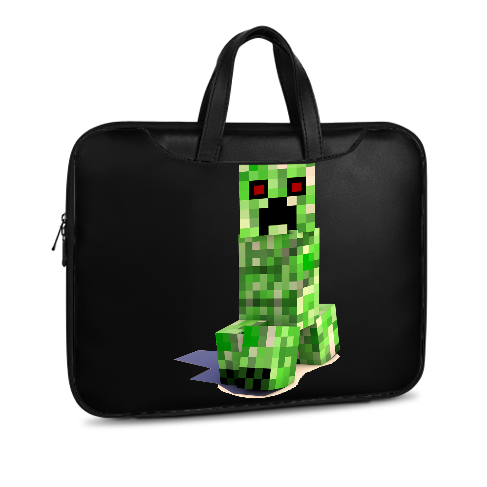（画像用） マインクラフト ブロックの世界 Minecraft MC Block world レザーラップトップバッグ　ノートパソコンケース