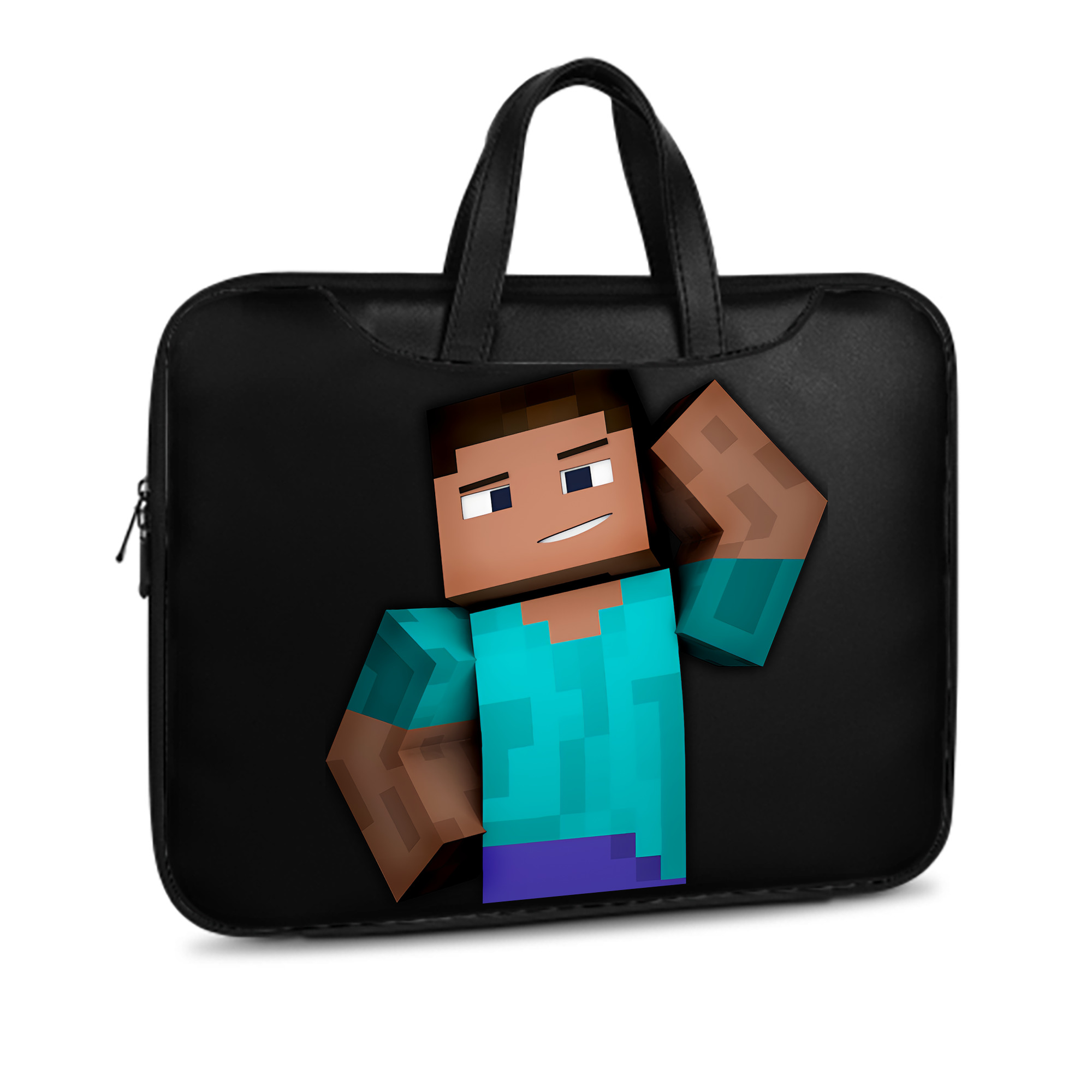 （画像用） マインクラフト ブロックの世界 Minecraft MC Block world レザーラップトップバッグ　ノートパソコンケース