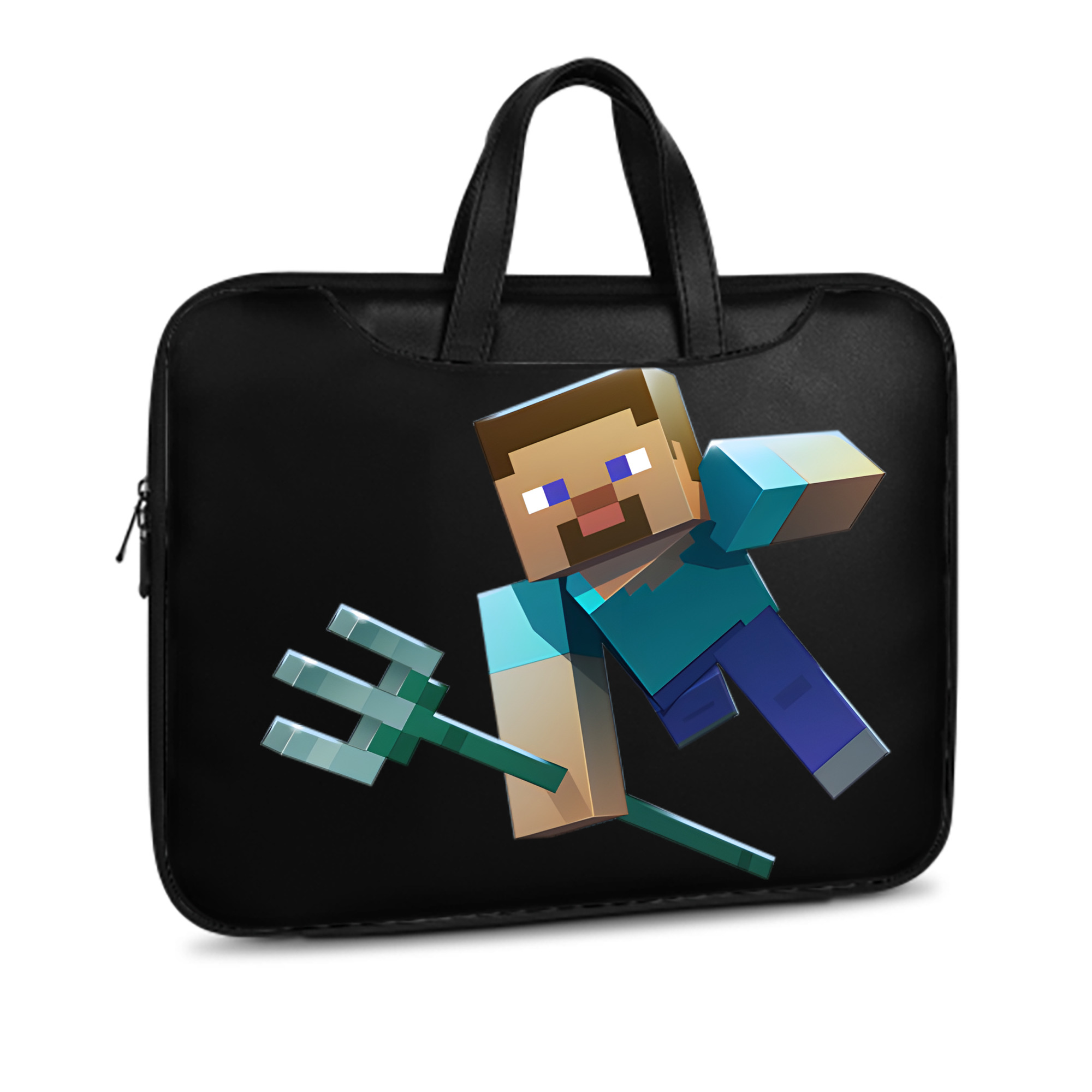 （画像用） マインクラフト ブロックの世界 Minecraft MC Block world レザーラップトップバッグ　ノートパソコンケース