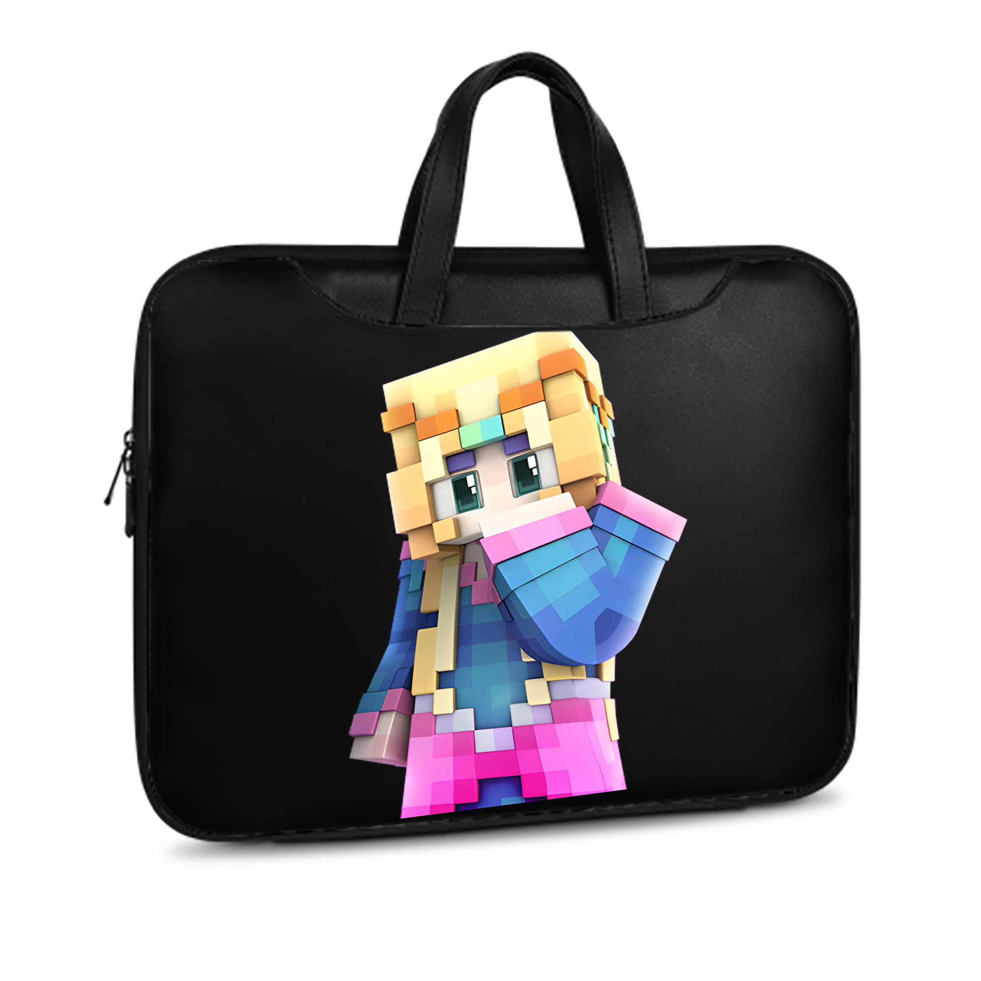 （画像用） マインクラフト ブロックの世界 Minecraft MC Block world レザーラップトップバッグ　ノートパソコンケース