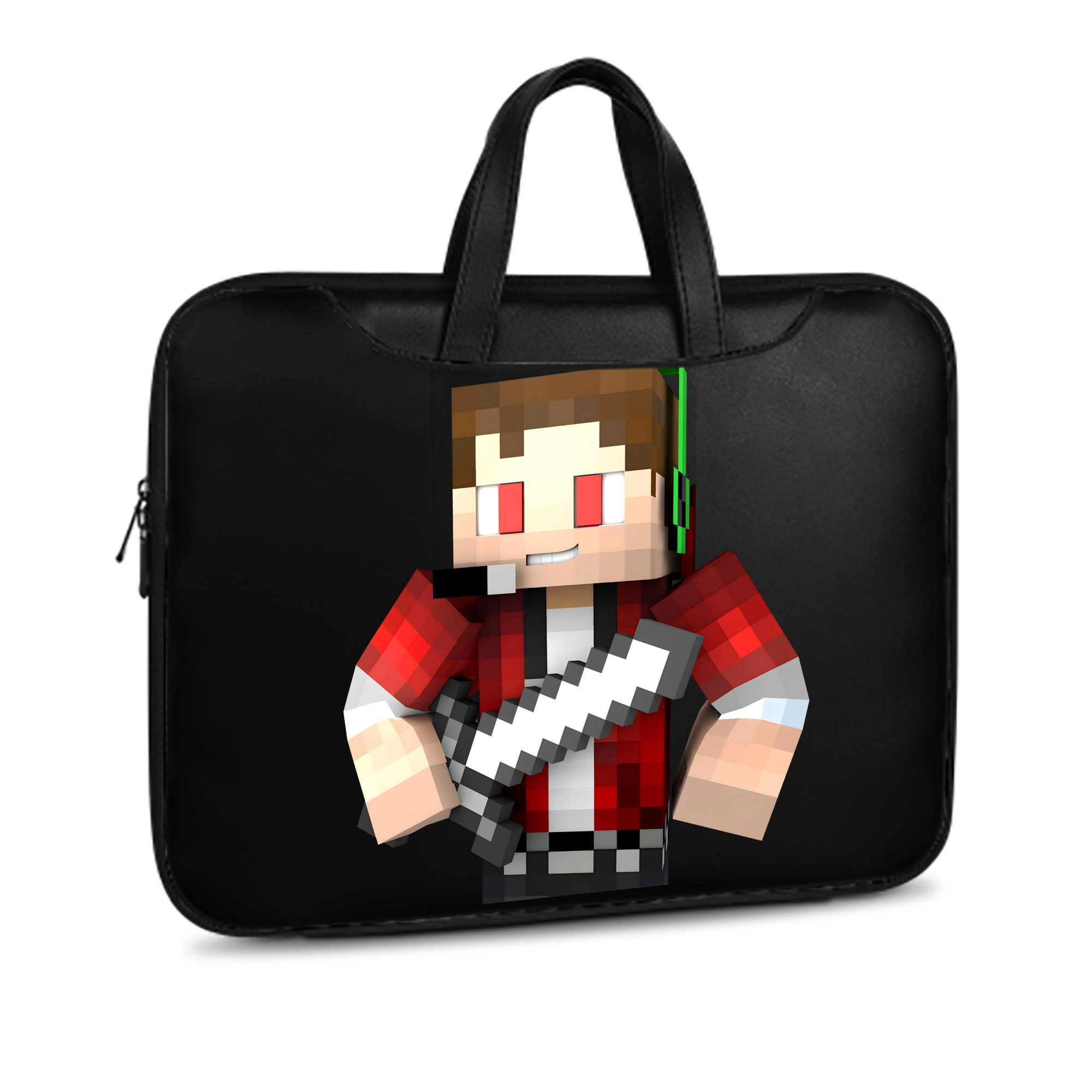 （画像用） マインクラフト ブロックの世界 Minecraft MC Block world レザーラップトップバッグ　ノートパソコンケース