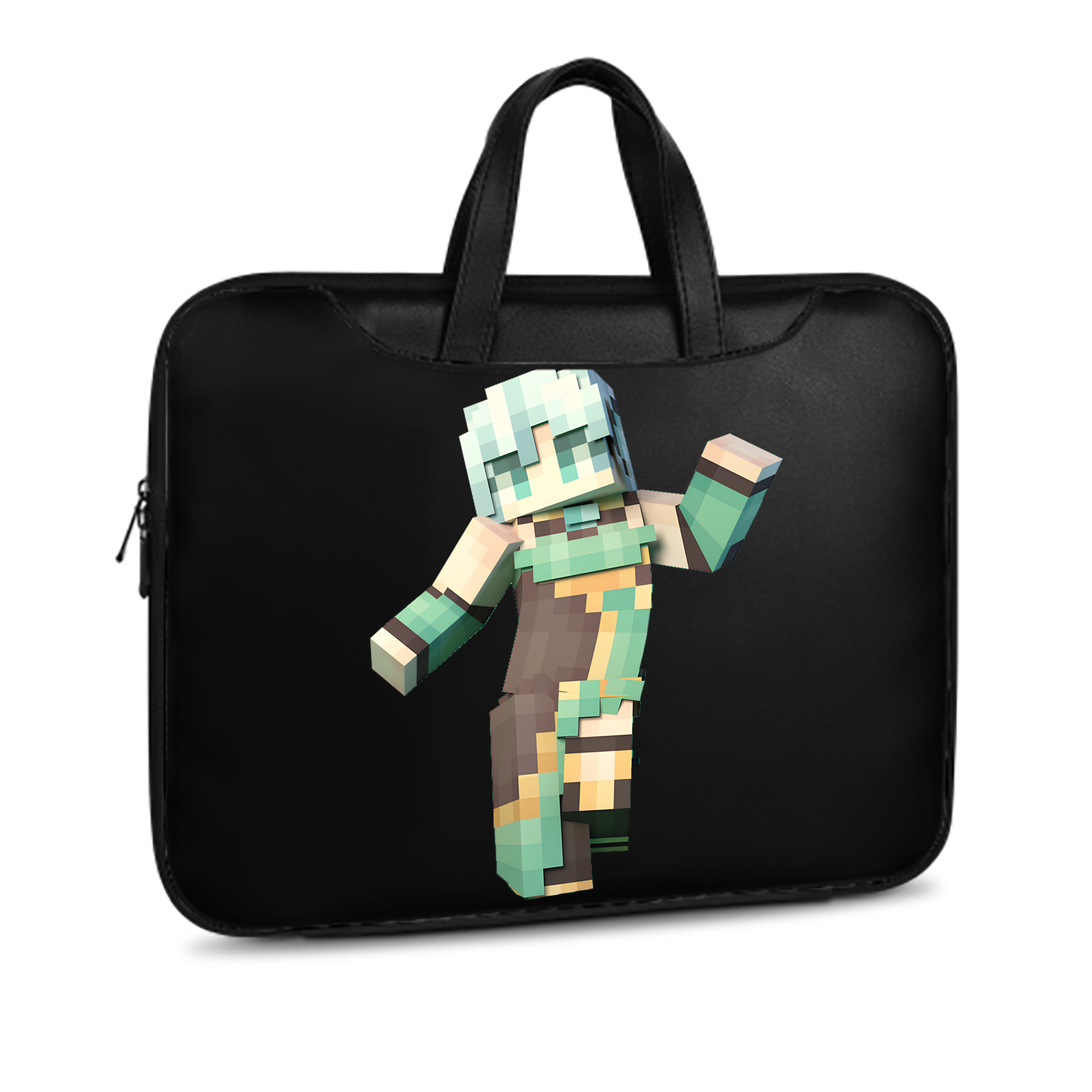 （画像用） マインクラフト ブロックの世界 Minecraft MC Block world レザーラップトップバッグ　ノートパソコンケース