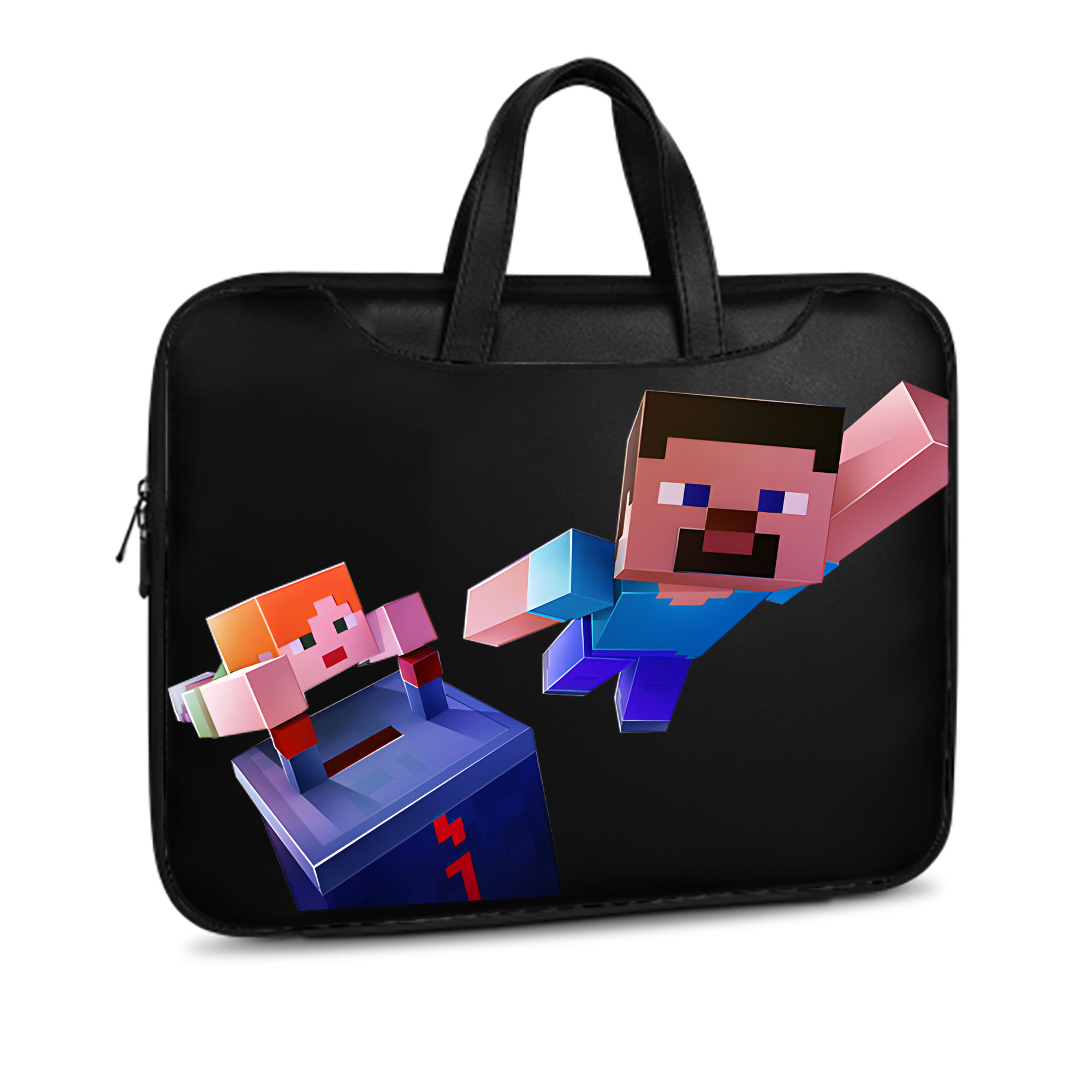 （画像用） マインクラフト ブロックの世界 Minecraft MC Block world レザーラップトップバッグ　ノートパソコンケース