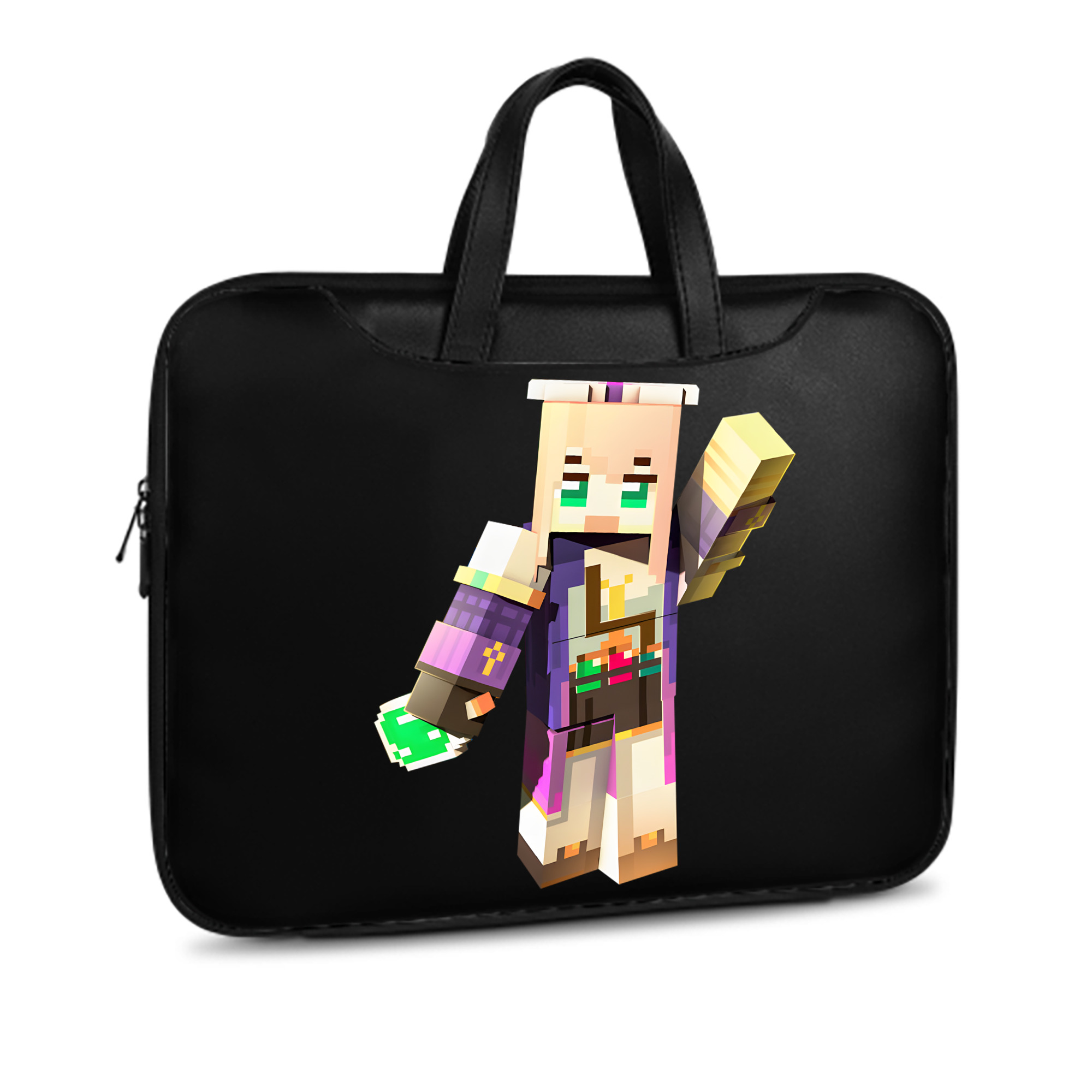 （画像用） マインクラフト ブロックの世界 Minecraft MC Block world レザーラップトップバッグ　ノートパソコンケース