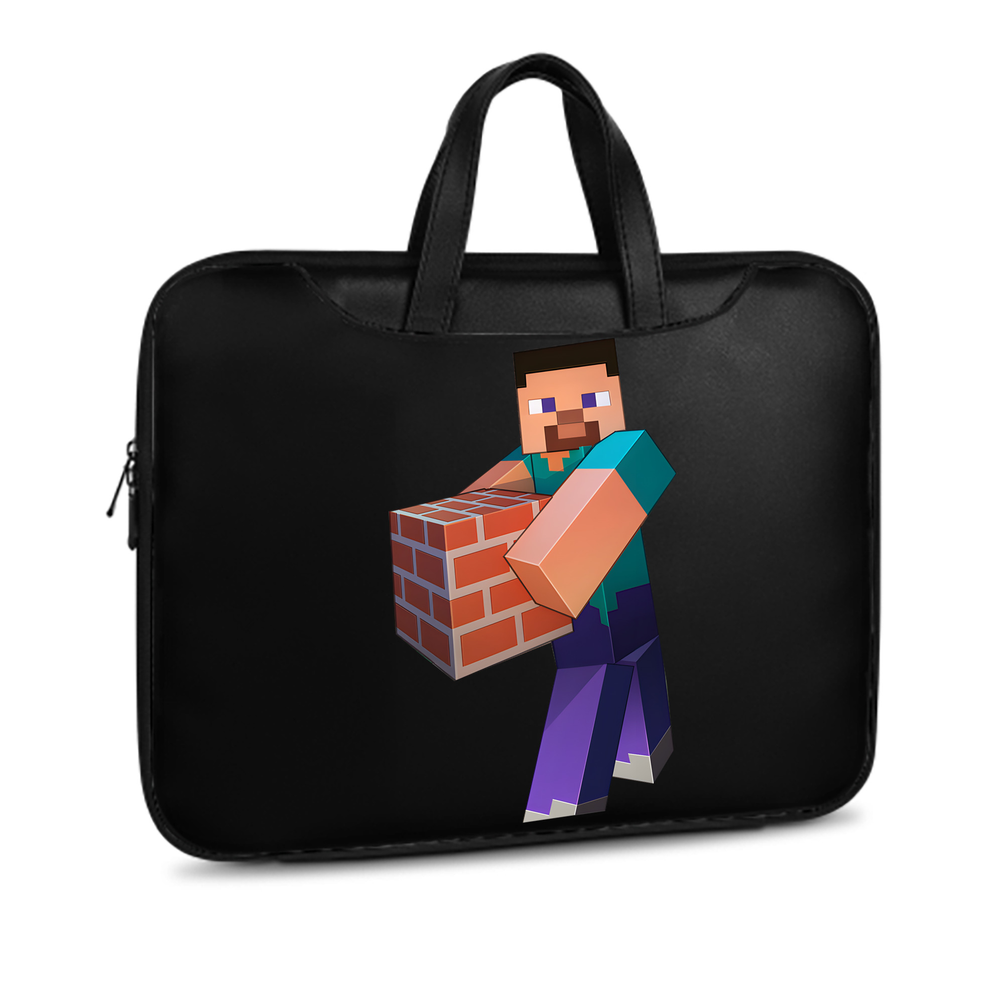 （画像用） マインクラフト ブロックの世界 Minecraft MC Block world レザーラップトップバッグ　ノートパソコンケース