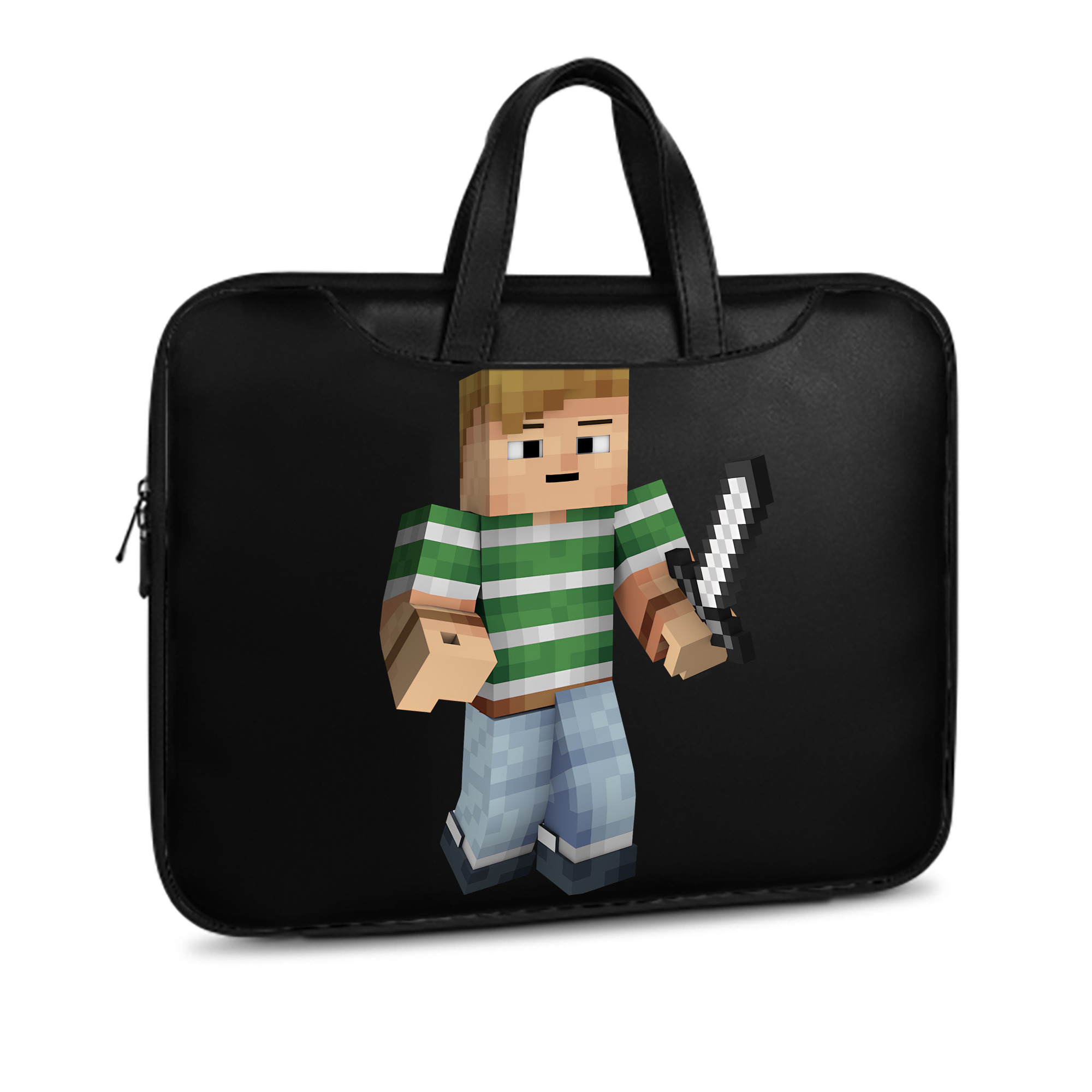 （画像用） マインクラフト ブロックの世界 Minecraft MC Block world レザーラップトップバッグ　ノートパソコンケース