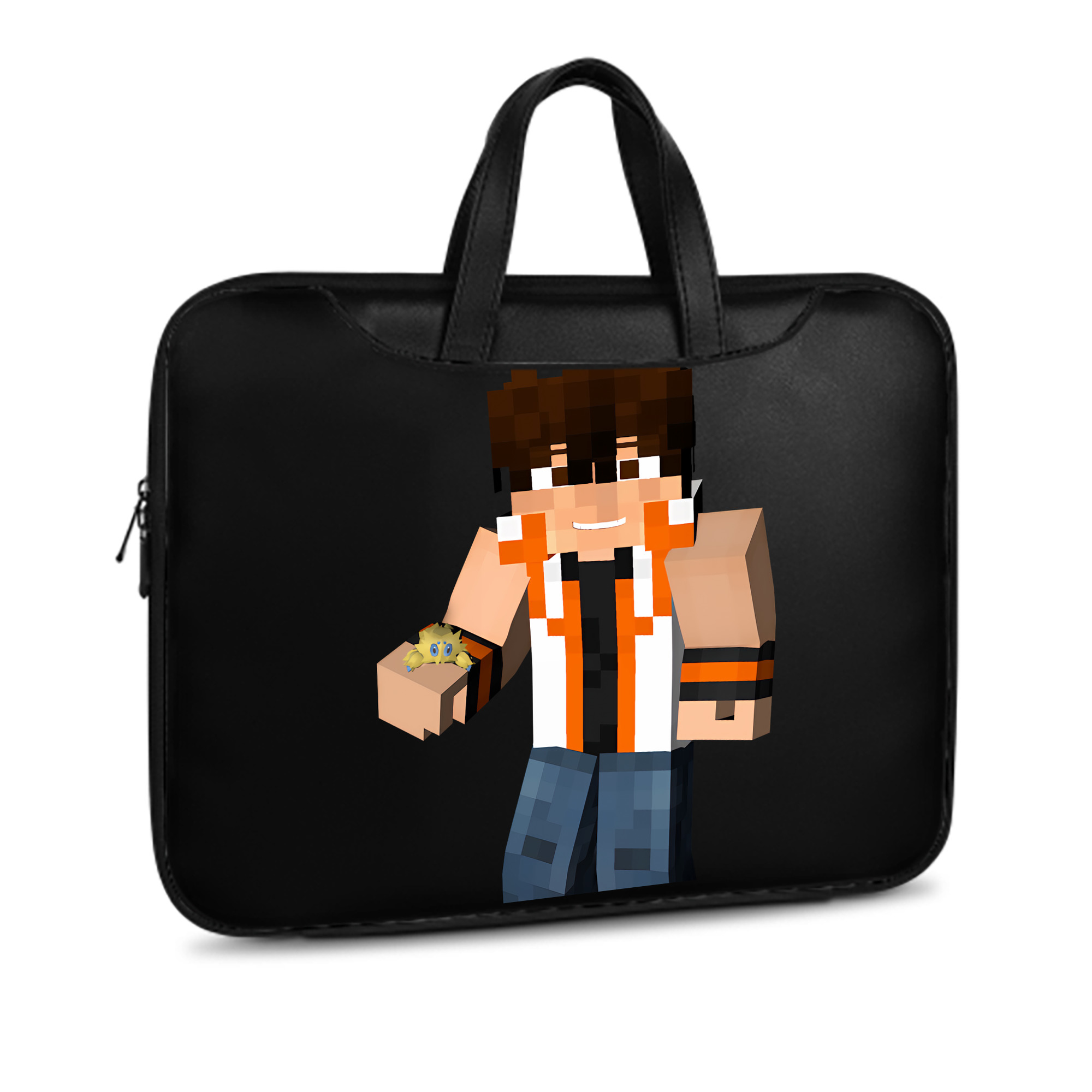 （画像用） マインクラフト ブロックの世界 Minecraft MC Block world レザーラップトップバッグ　ノートパソコンケース