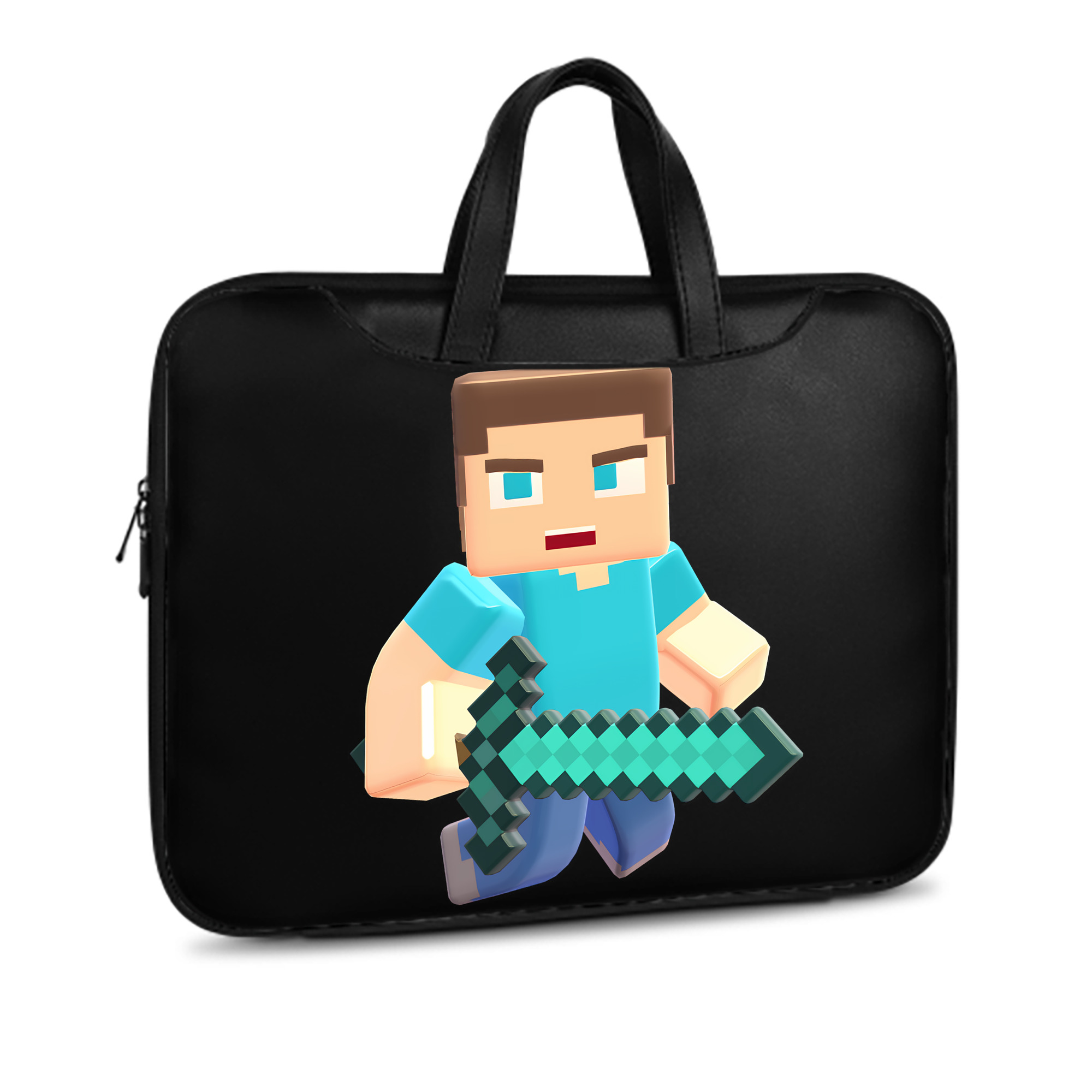 （画像用） マインクラフト ブロックの世界 Minecraft MC Block world レザーラップトップバッグ　ノートパソコンケース