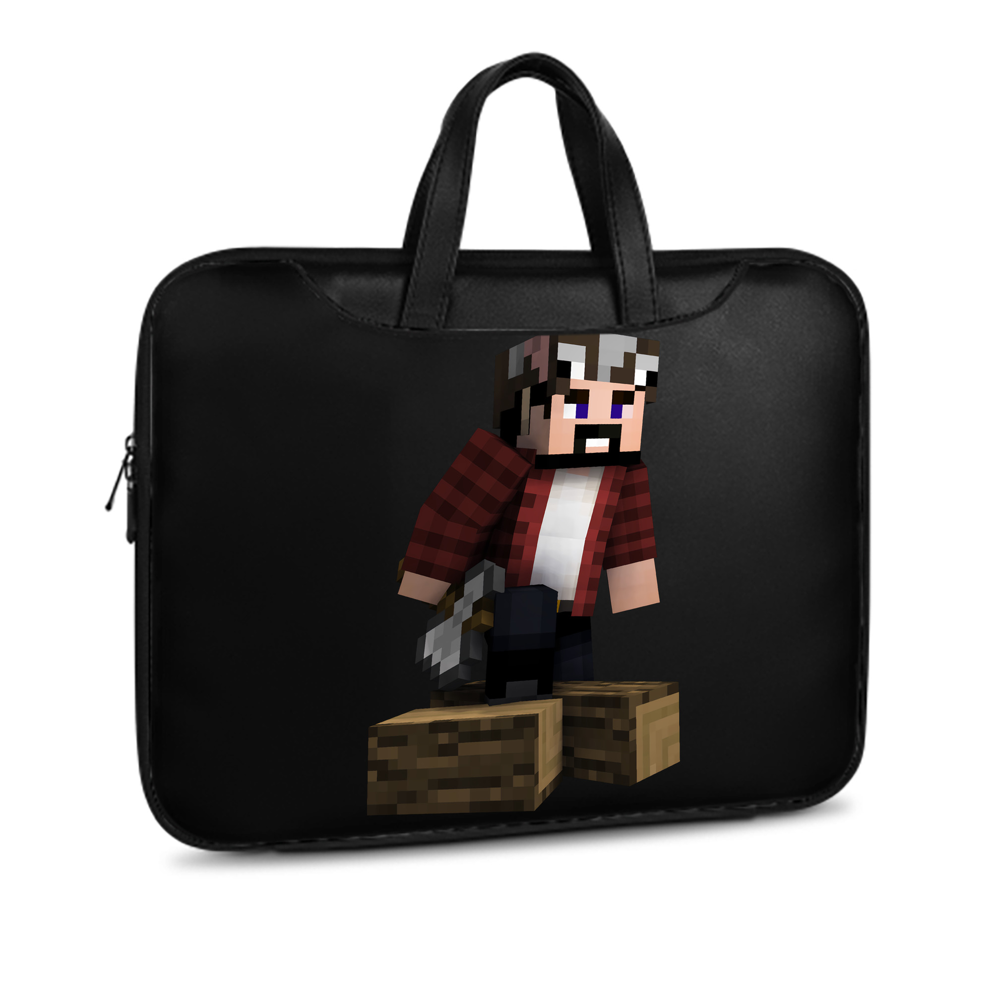 （画像用） マインクラフト ブロックの世界 Minecraft MC Block world レザーラップトップバッグ　ノートパソコンケース