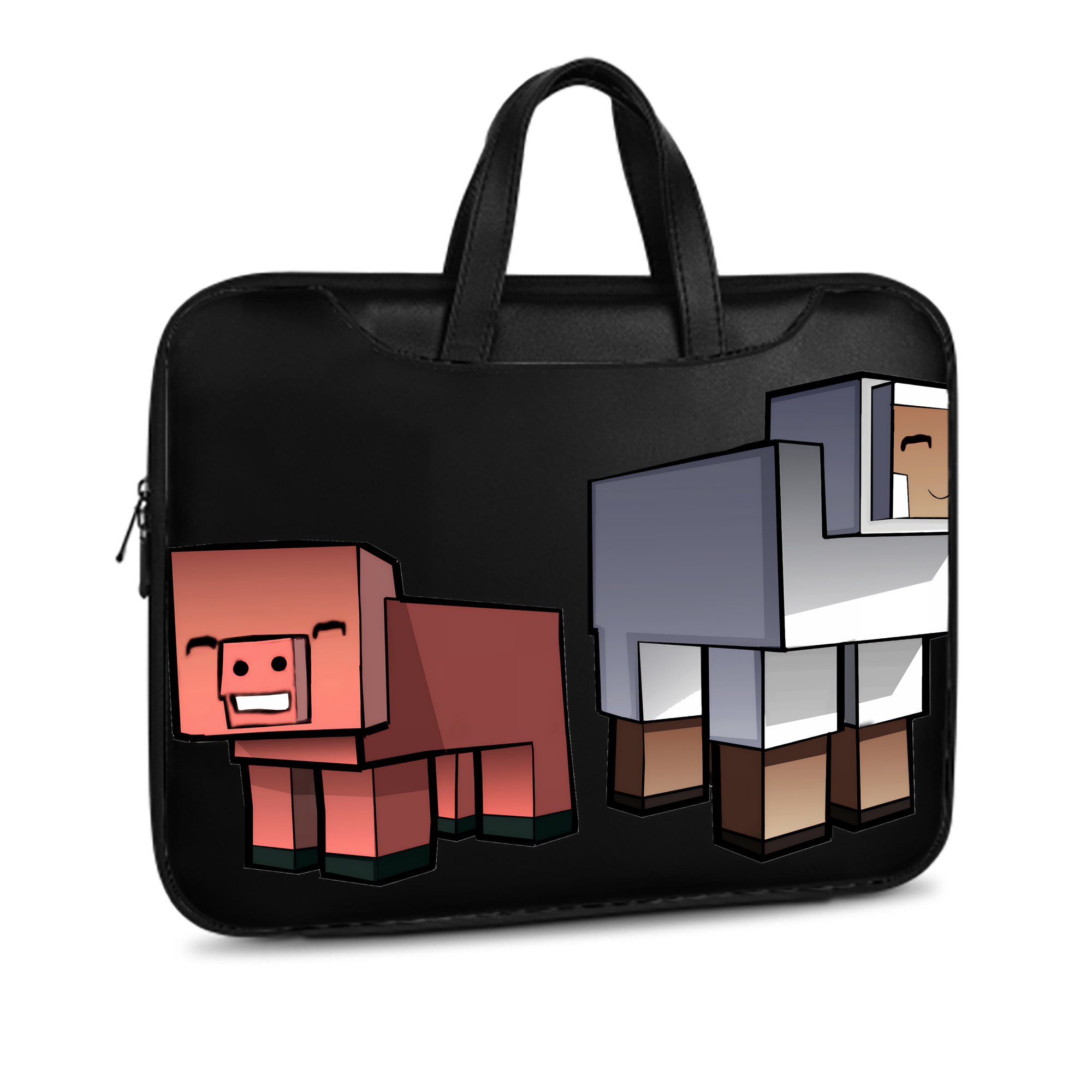 （画像用） マインクラフト ブロックの世界 Minecraft MC Block world レザーラップトップバッグ　ノートパソコンケース