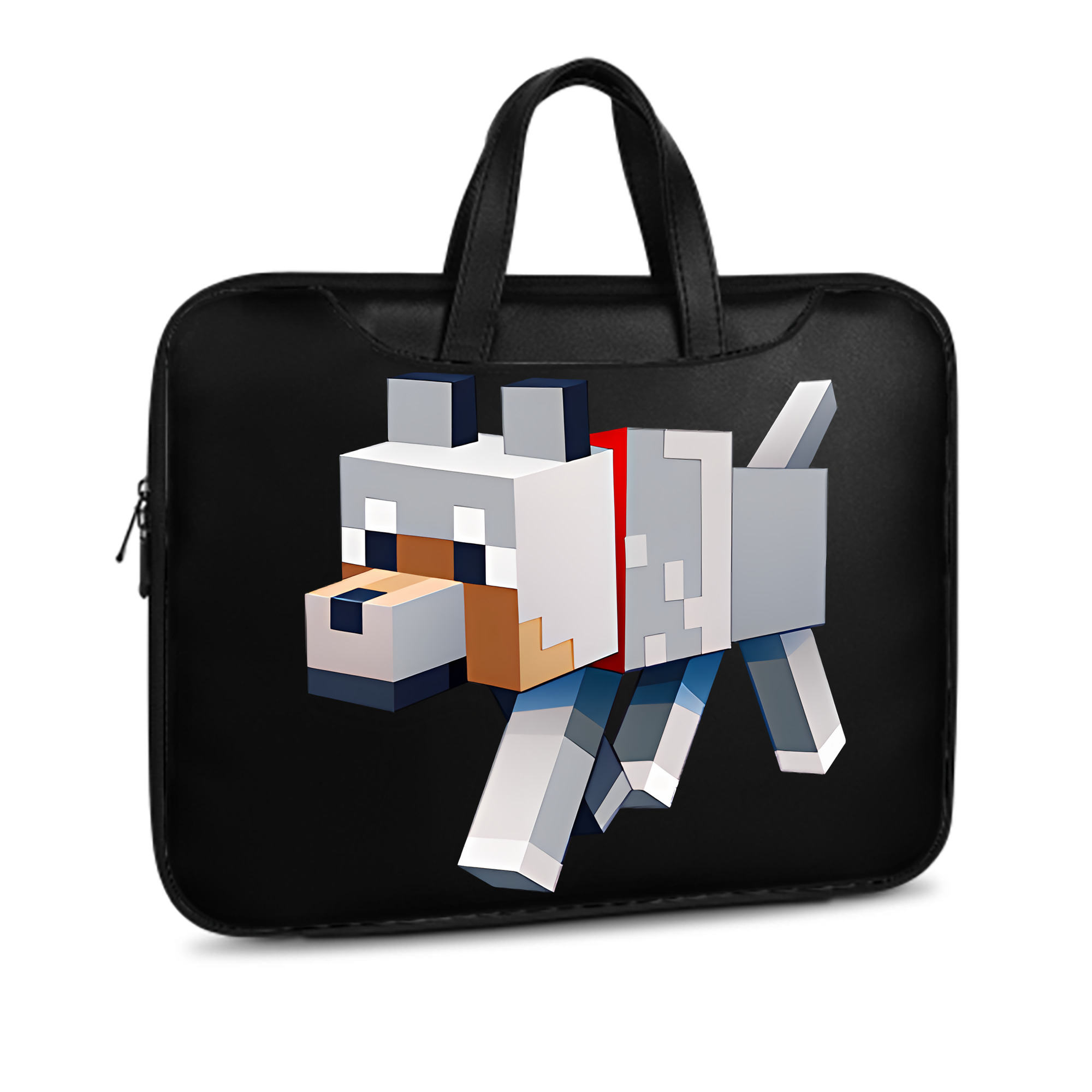（画像用） マインクラフト ブロックの世界 Minecraft MC Block world レザーラップトップバッグ　ノートパソコンケース