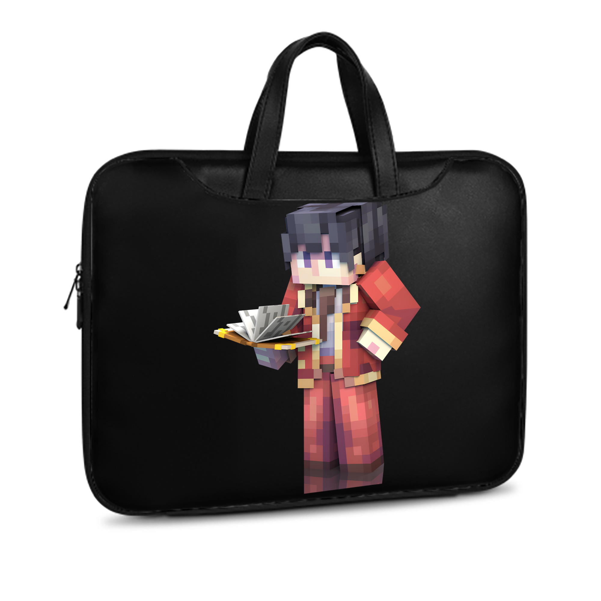 （画像用） マインクラフト ブロックの世界 Minecraft MC Block world レザーラップトップバッグ　ノートパソコンケース