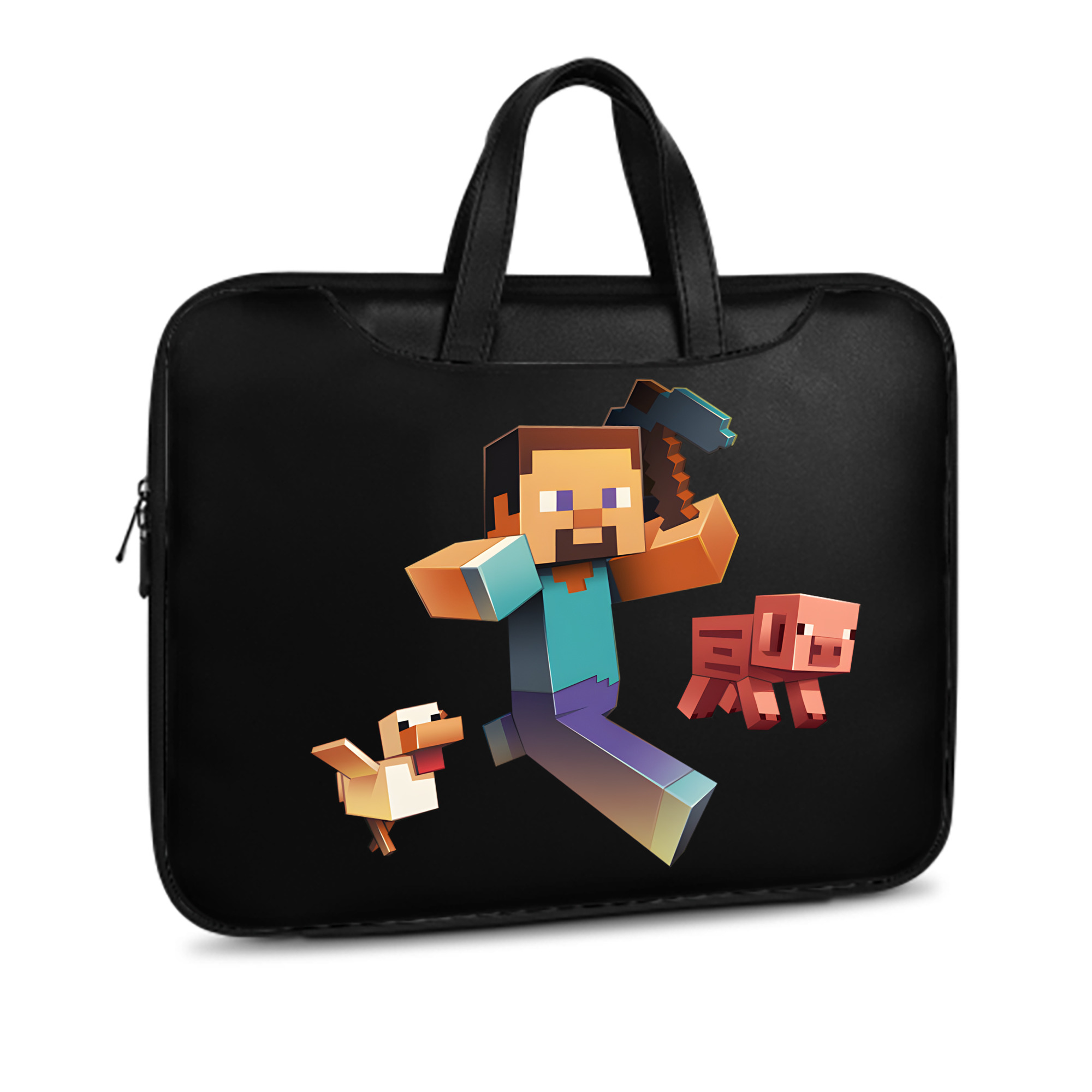 マインクラフト ブロックの世界 Minecraft MC Block world レザーラップトップバッグ　ノートパソコンケース