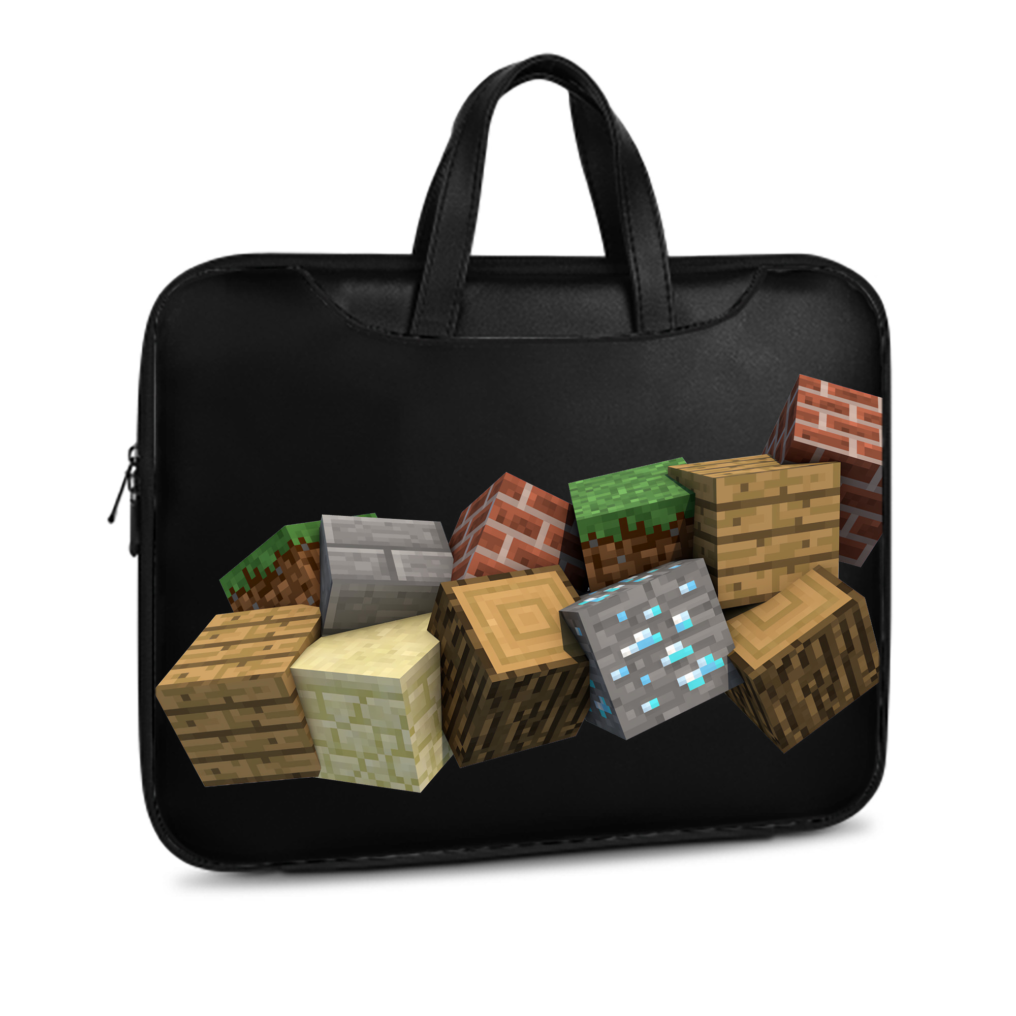 （画像用） マインクラフト ブロックの世界 Minecraft MC Block world レザーラップトップバッグ　ノートパソコンケース