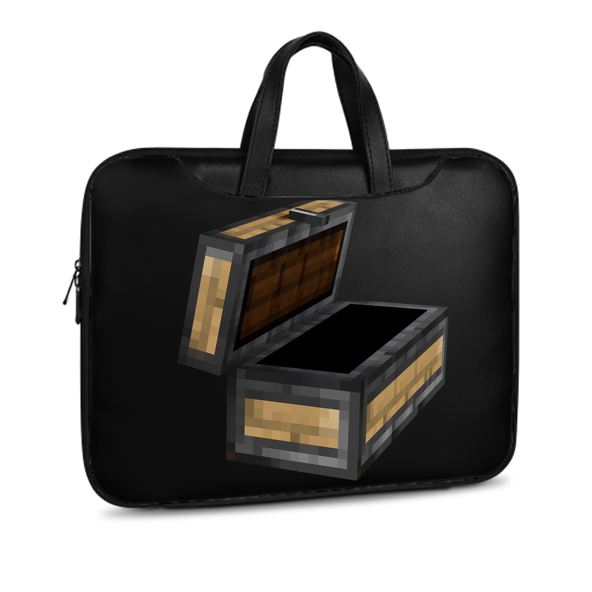 （画像用） マインクラフト ブロックの世界 Minecraft MC Block world レザーラップトップバッグ　ノートパソコンケース