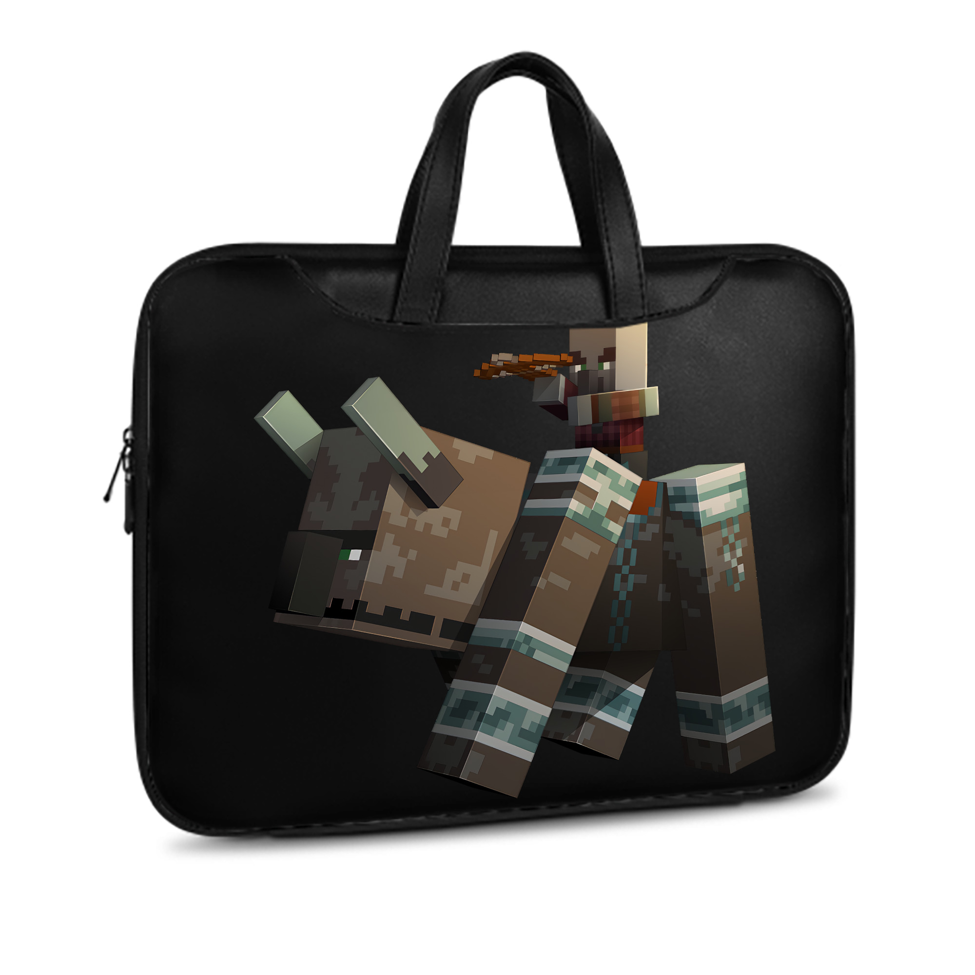 （画像用） マインクラフト ブロックの世界 Minecraft MC Block world レザーラップトップバッグ　ノートパソコンケース