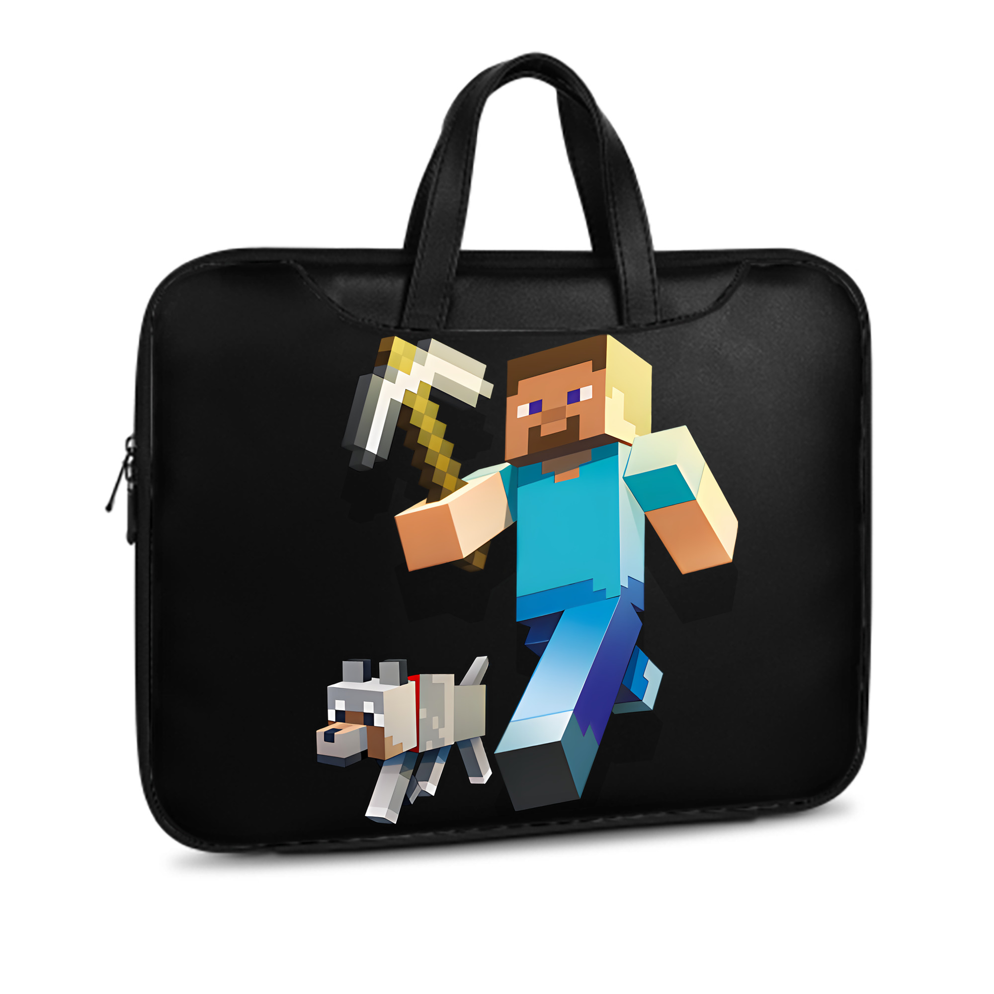 （画像用） マインクラフト ブロックの世界 Minecraft MC Block world レザーラップトップバッグ　ノートパソコンケース