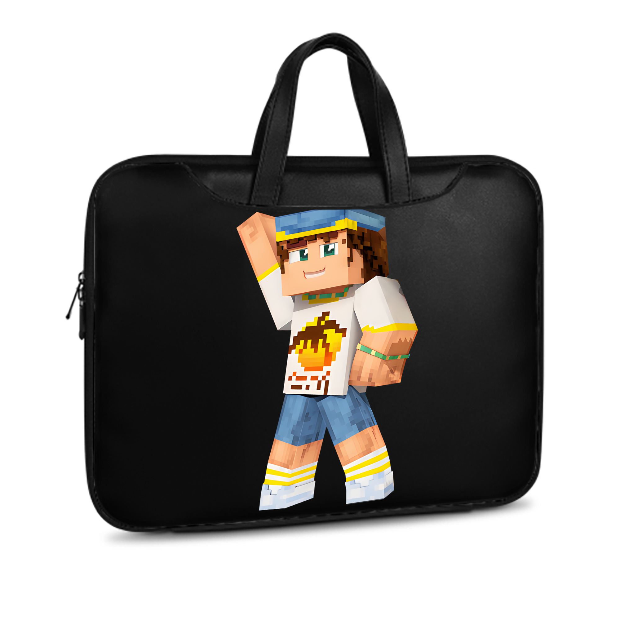 （画像用） マインクラフト ブロックの世界 Minecraft MC Block world レザーラップトップバッグ　ノートパソコンケース