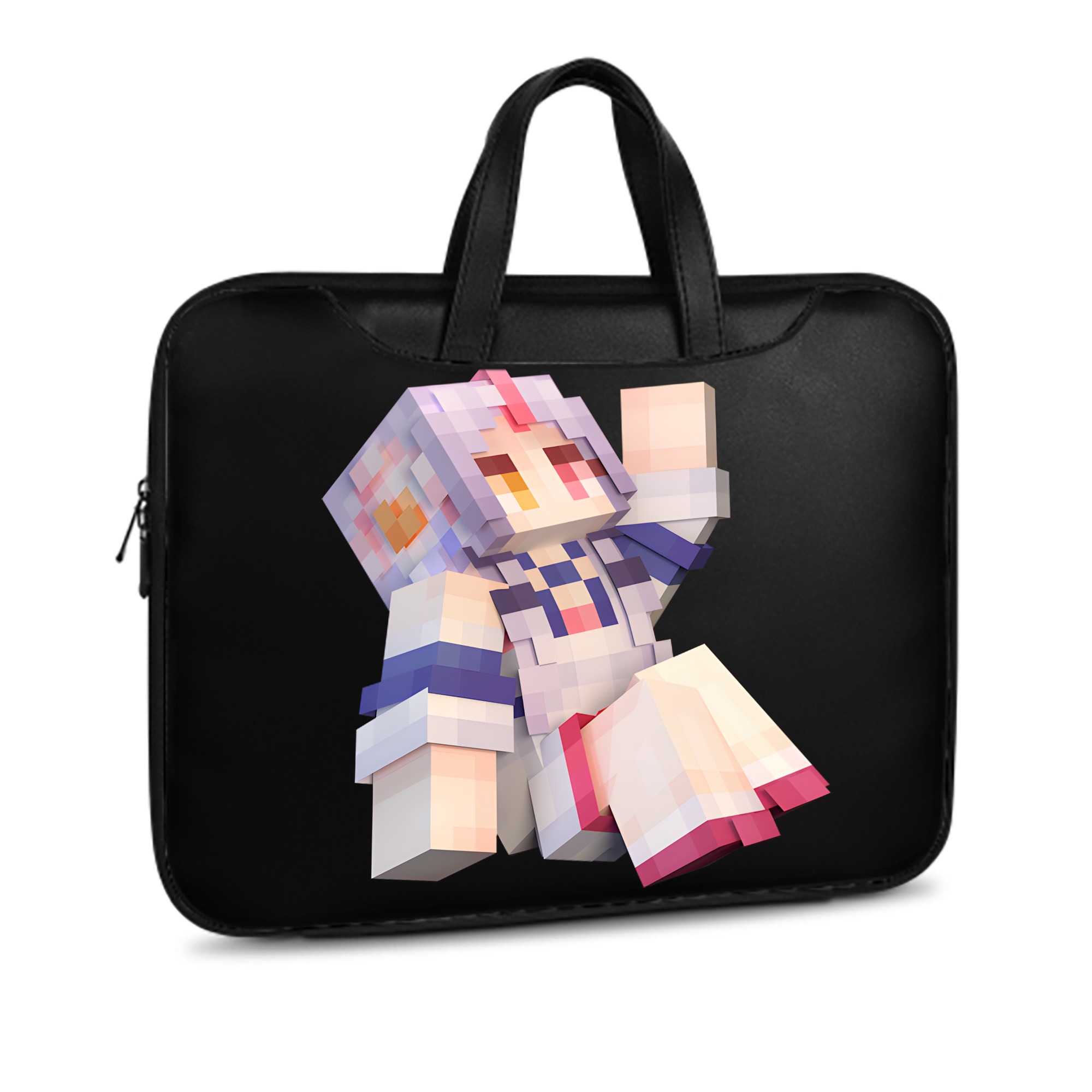 （画像用） マインクラフト ブロックの世界 Minecraft MC Block world レザーラップトップバッグ　ノートパソコンケース
