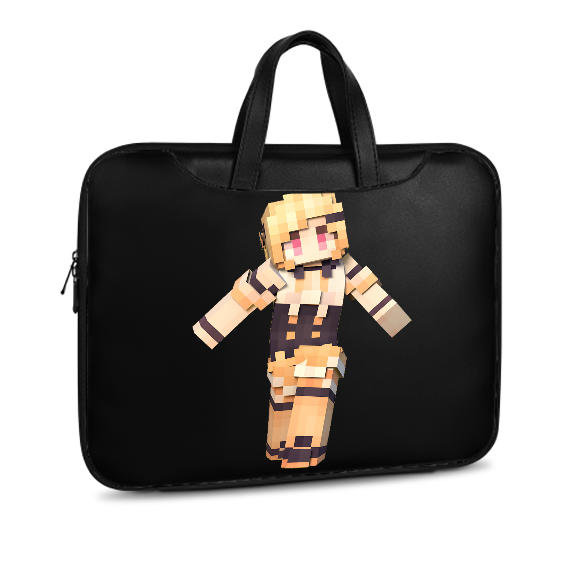 （画像用） マインクラフト ブロックの世界 Minecraft MC Block world レザーラップトップバッグ　ノートパソコンケース