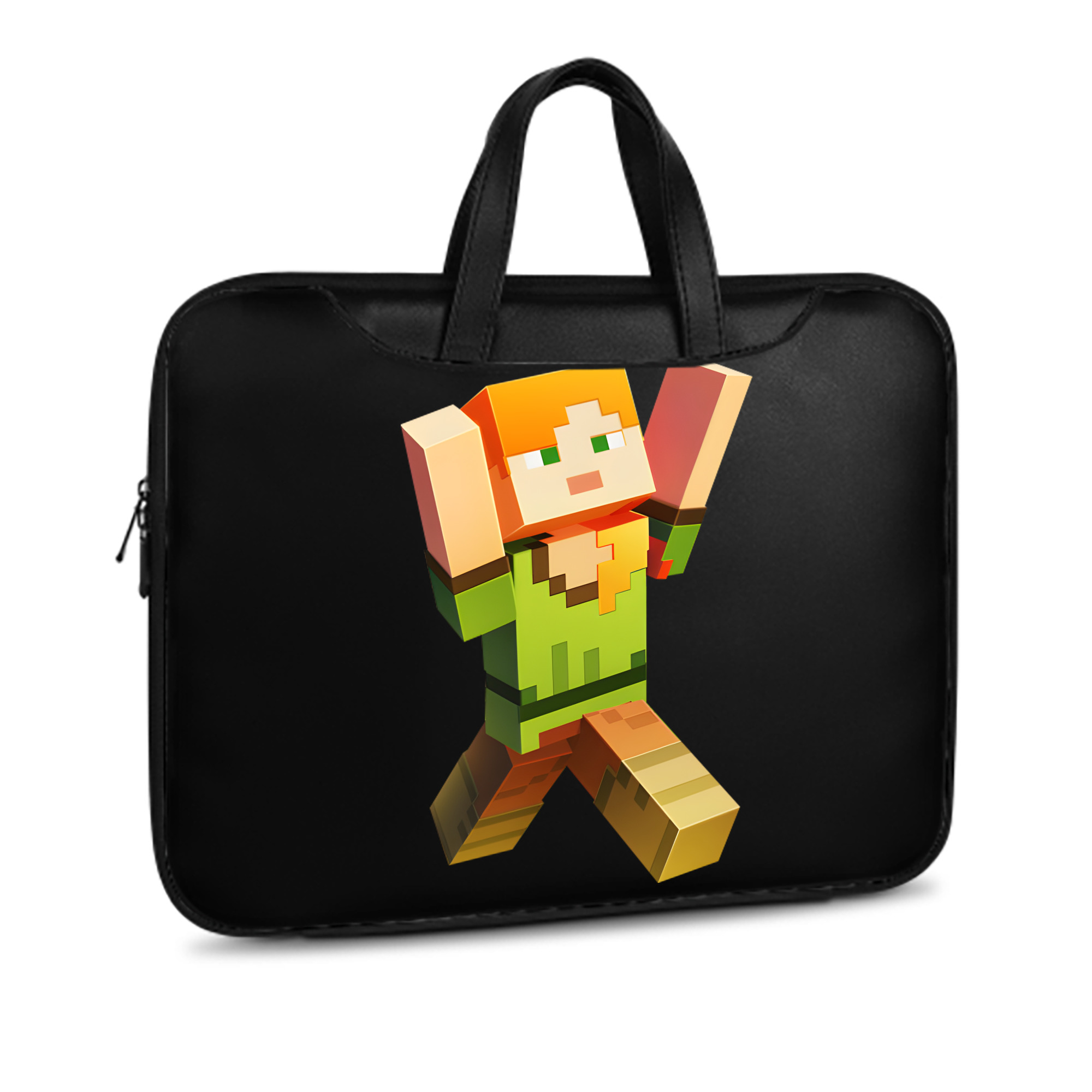 （画像用） マインクラフト ブロックの世界 Minecraft MC Block world レザーラップトップバッグ　ノートパソコンケース