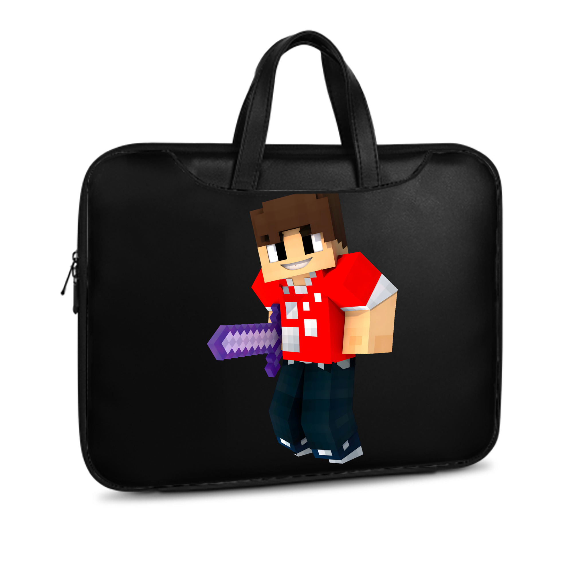 （画像用） マインクラフト ブロックの世界 Minecraft MC Block world レザーラップトップバッグ　ノートパソコンケース