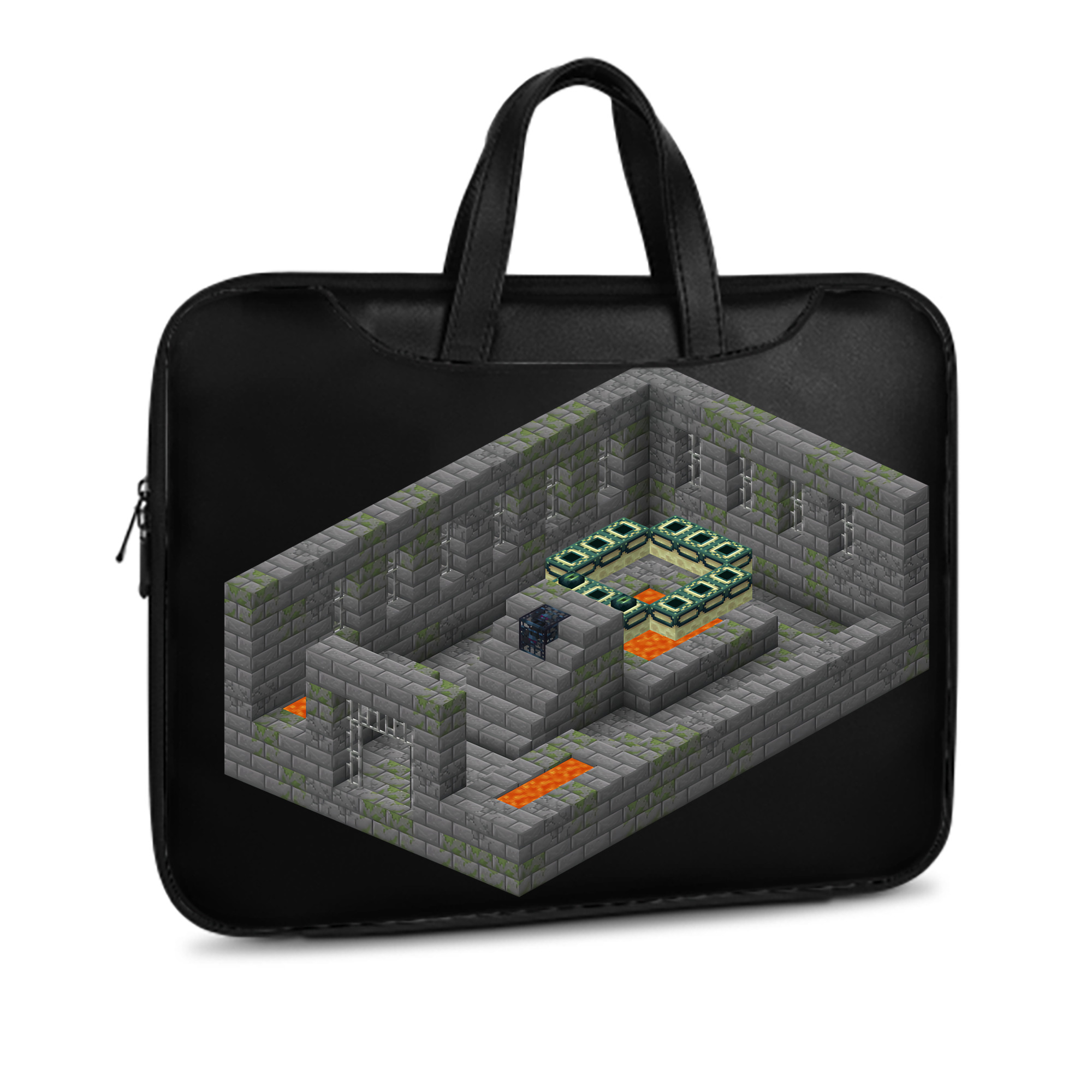 （画像用） マインクラフト ブロックの世界 Minecraft MC Block world レザーラップトップバッグ　ノートパソコンケース