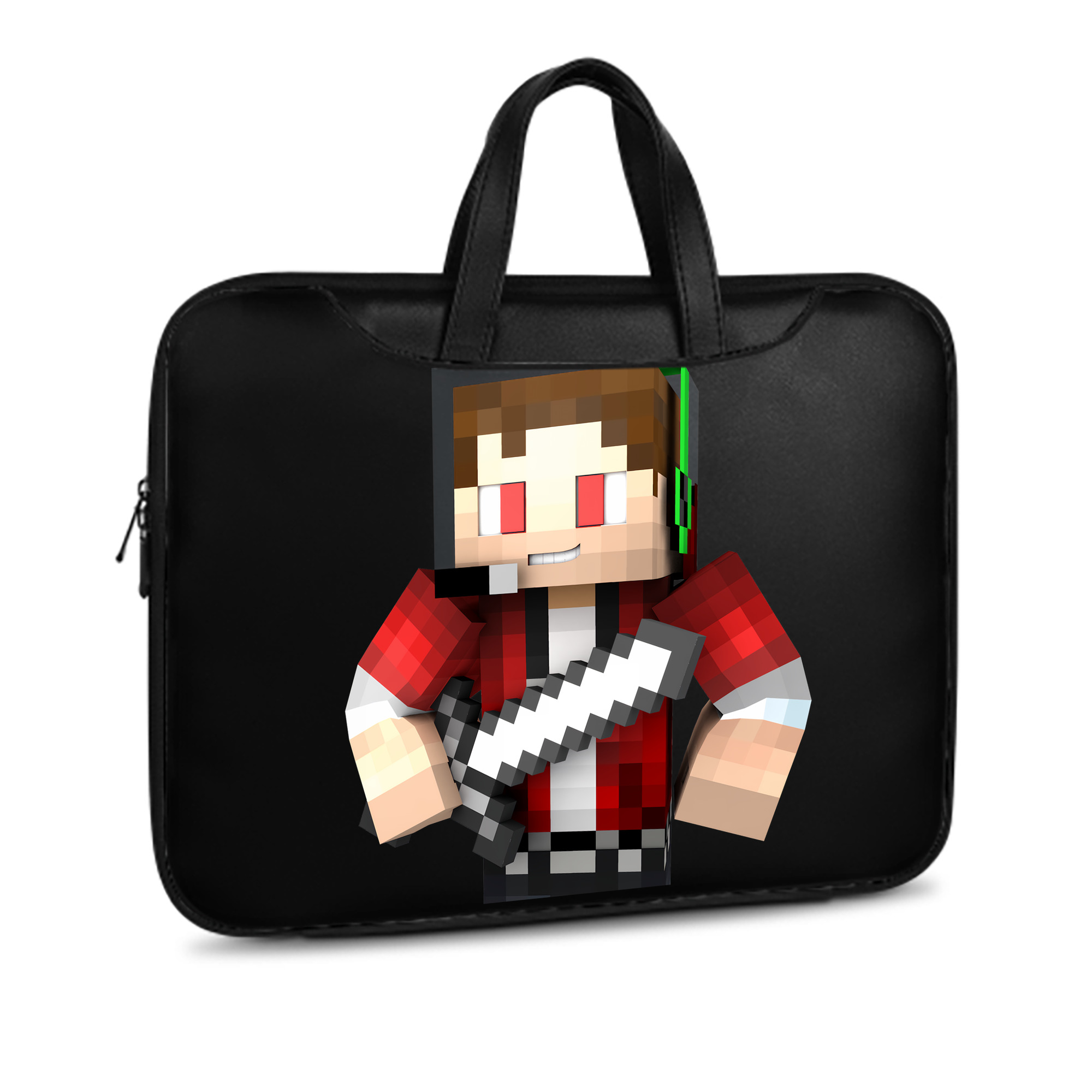 （画像用） マインクラフト ブロックの世界 Minecraft MC Block world レザーラップトップバッグ　ノートパソコンケース