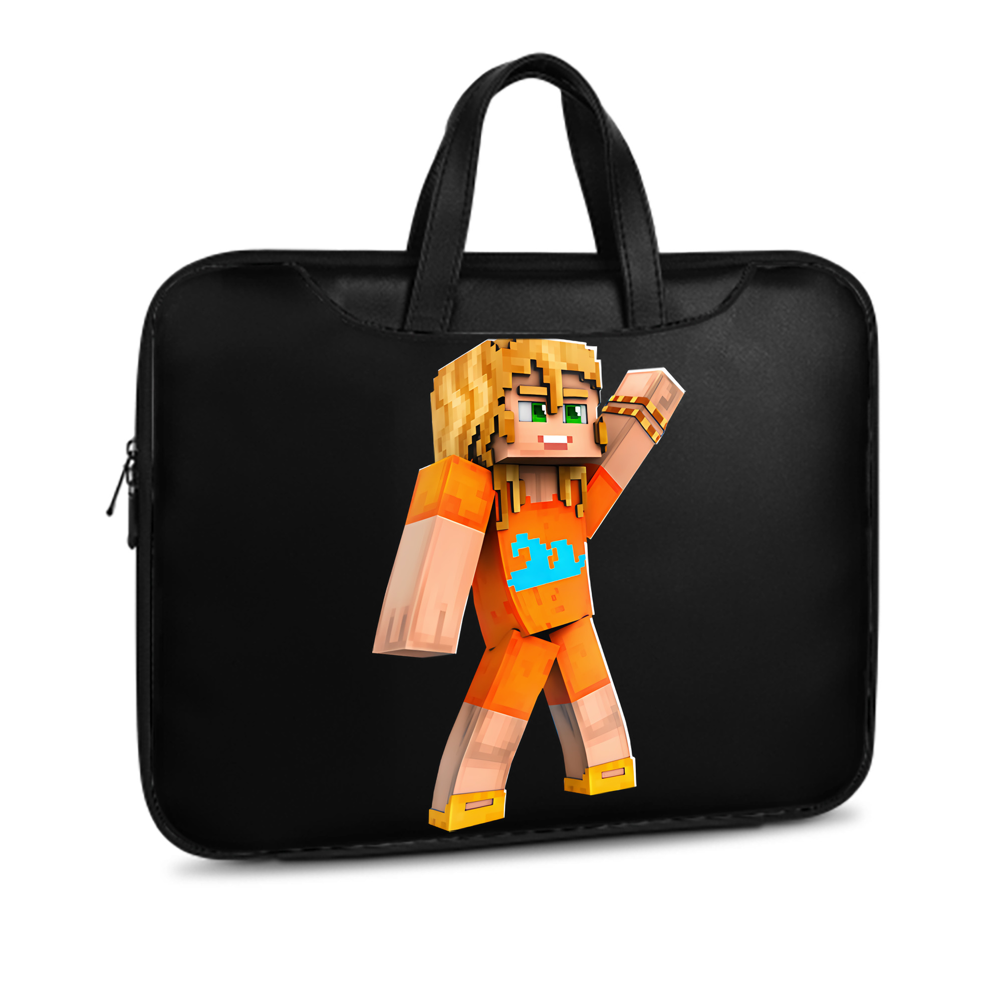 （画像用） マインクラフト ブロックの世界 Minecraft MC Block world レザーラップトップバッグ　ノートパソコンケース