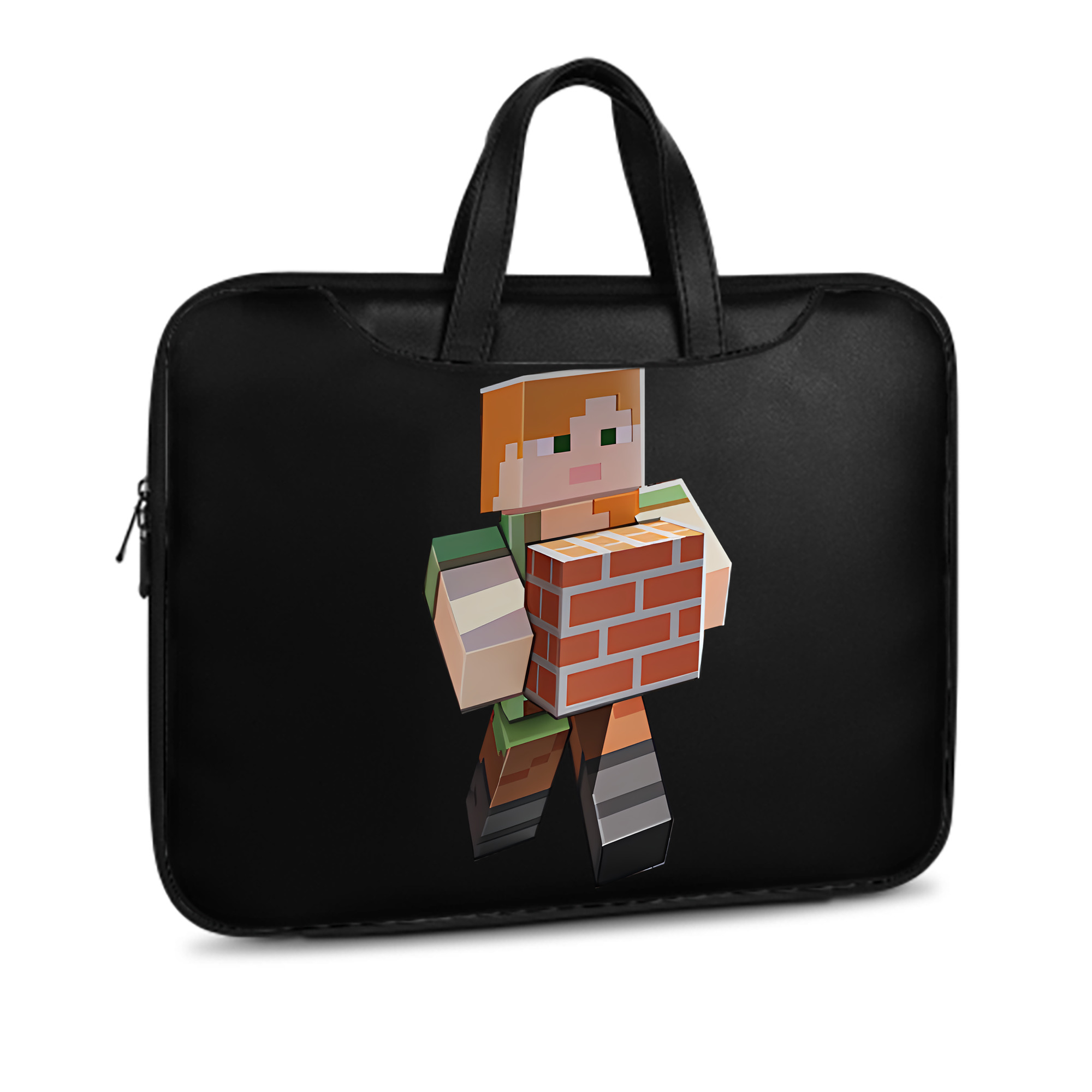 （画像用） マインクラフト ブロックの世界 Minecraft MC Block world レザーラップトップバッグ　ノートパソコンケース