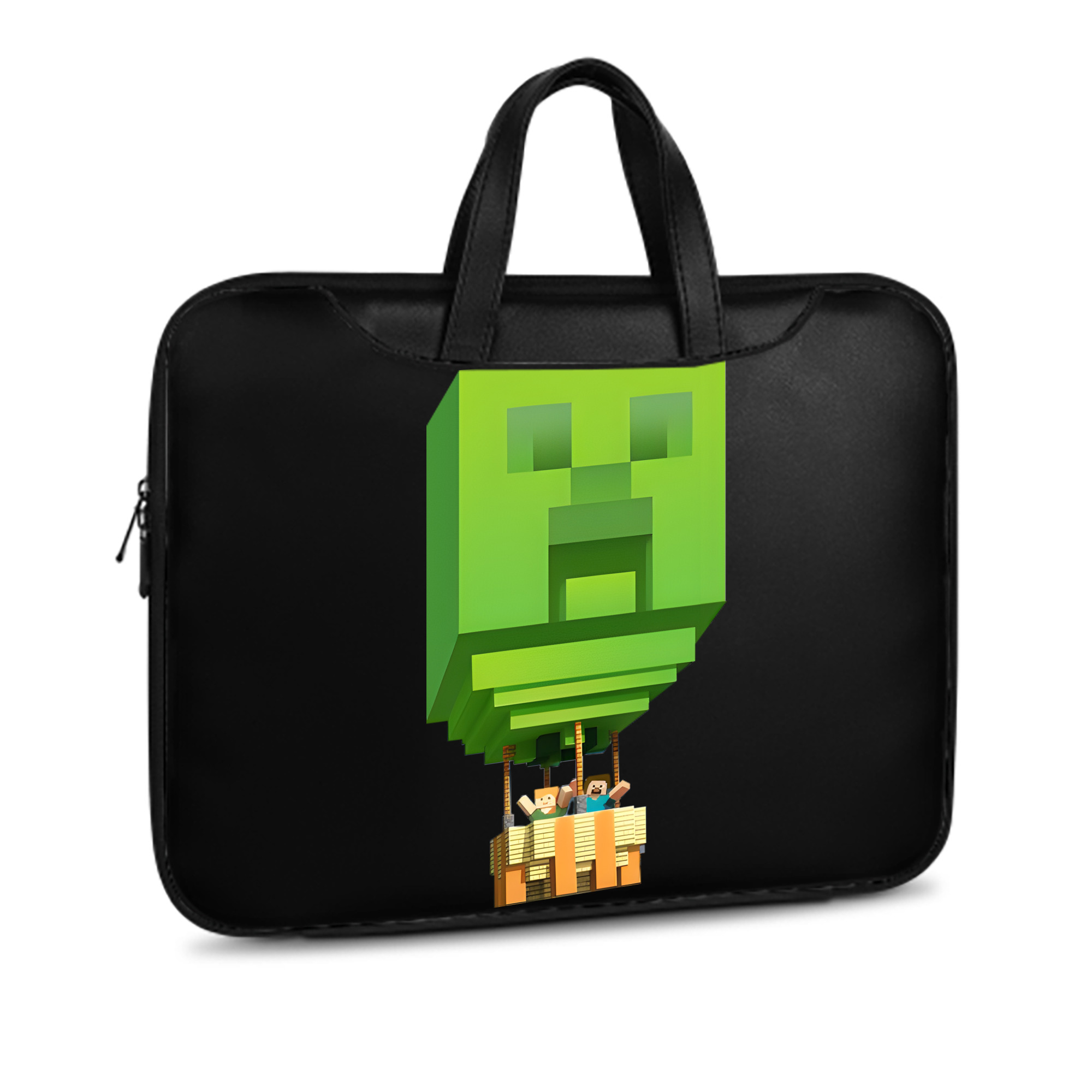 （画像用） マインクラフト ブロックの世界 Minecraft MC Block world レザーラップトップバッグ　ノートパソコンケース