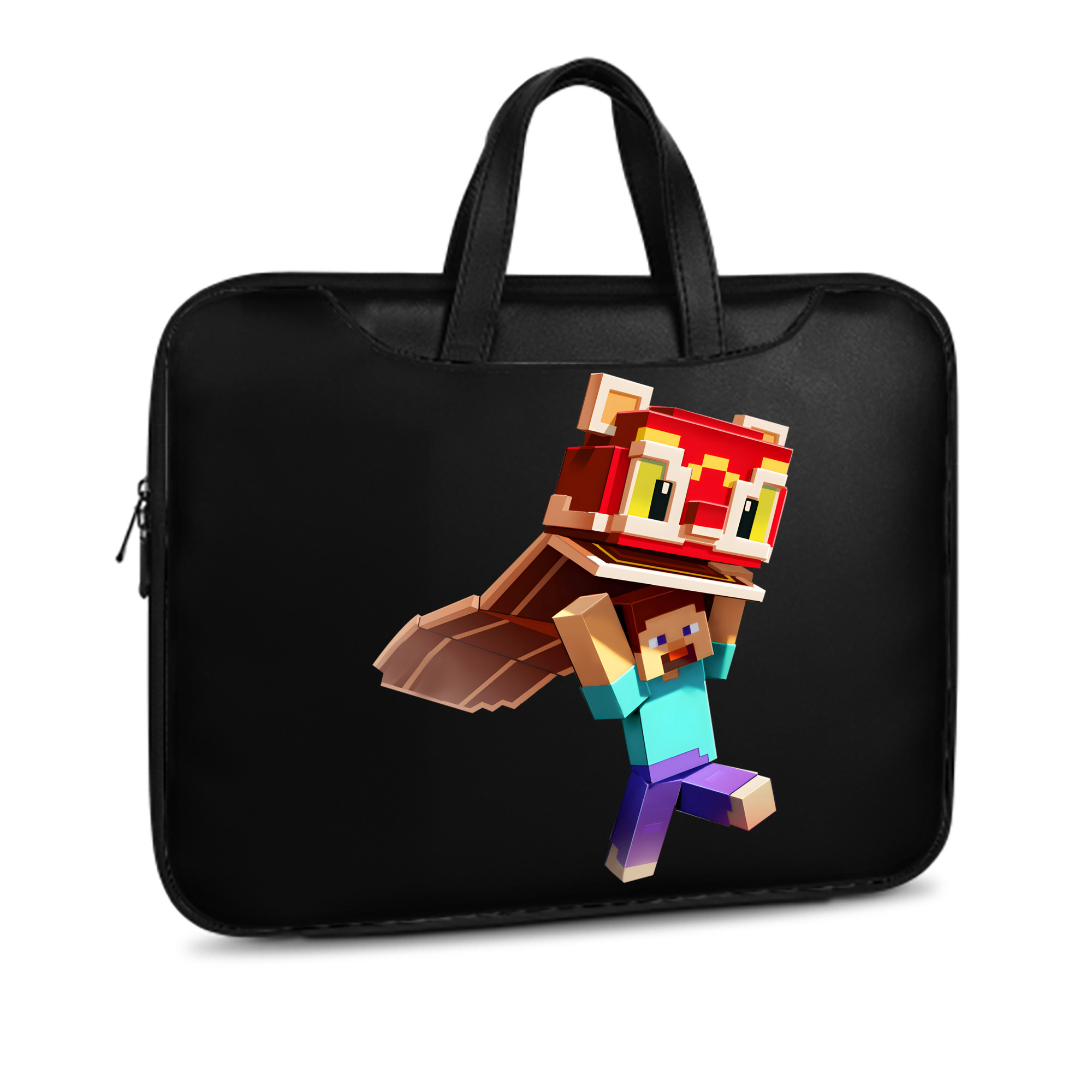 （画像用） マインクラフト ブロックの世界 Minecraft MC Block world レザーラップトップバッグ　ノートパソコンケース