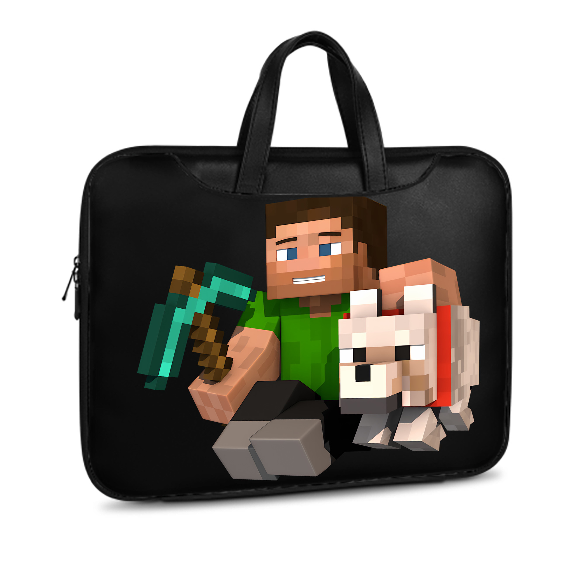 （画像用） マインクラフト ブロックの世界 Minecraft MC Block world レザーラップトップバッグ　ノートパソコンケース