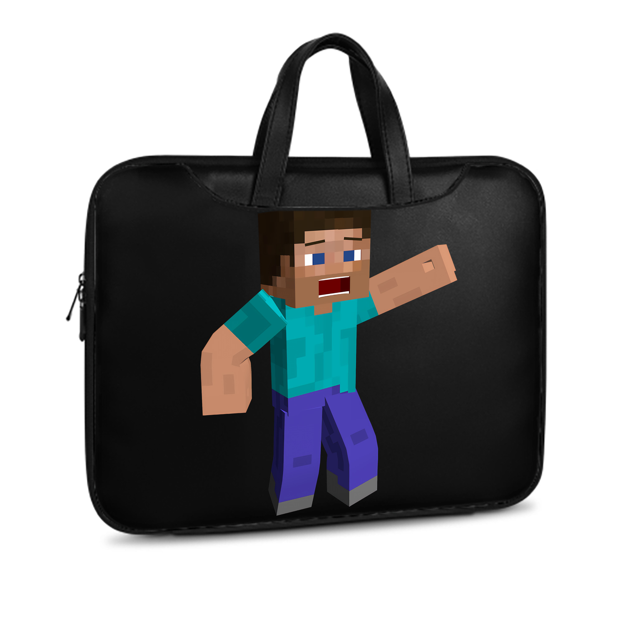 （画像用） マインクラフト ブロックの世界 Minecraft MC Block world レザーラップトップバッグ　ノートパソコンケース