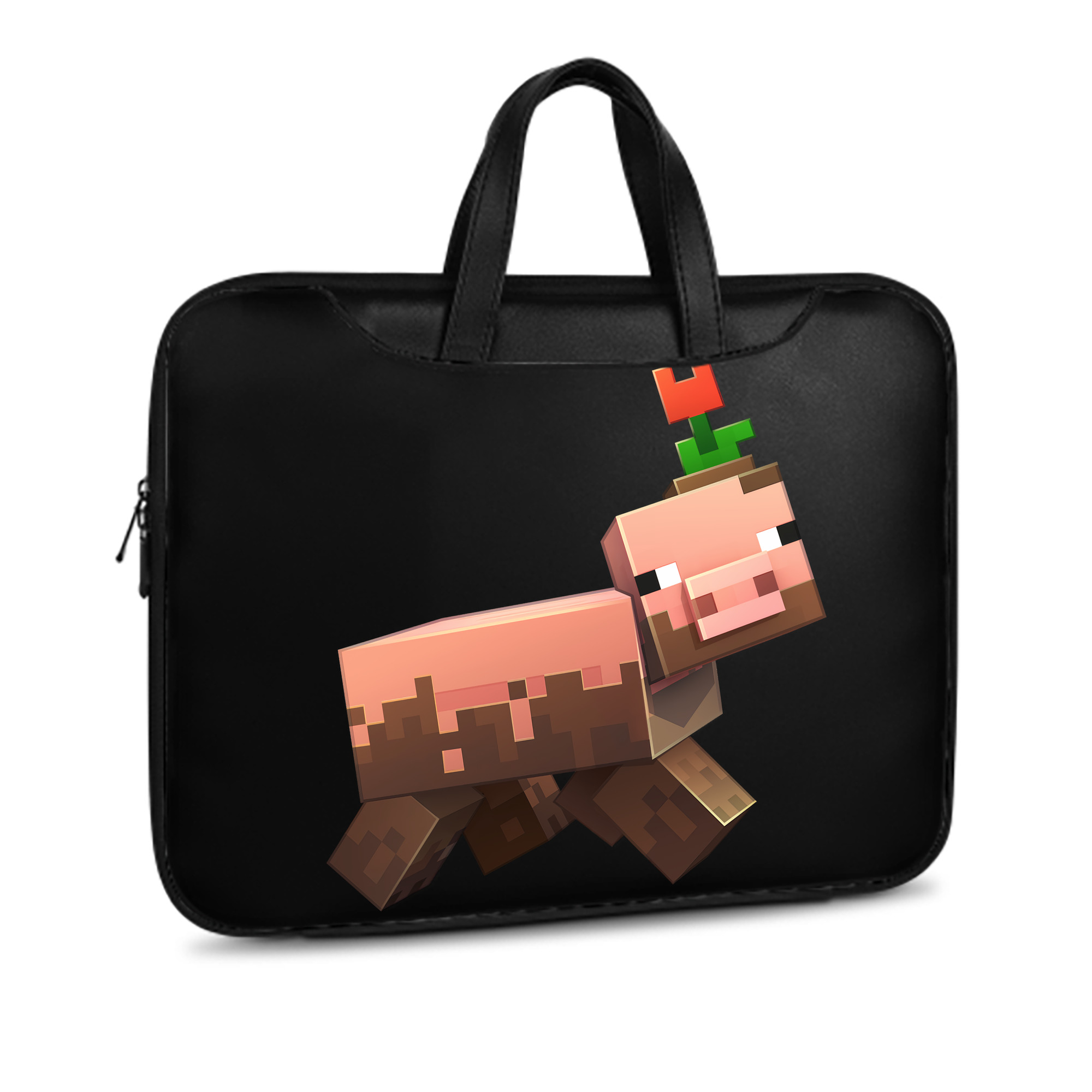 （画像用） マインクラフト ブロックの世界 Minecraft MC Block world レザーラップトップバッグ　ノートパソコンケース